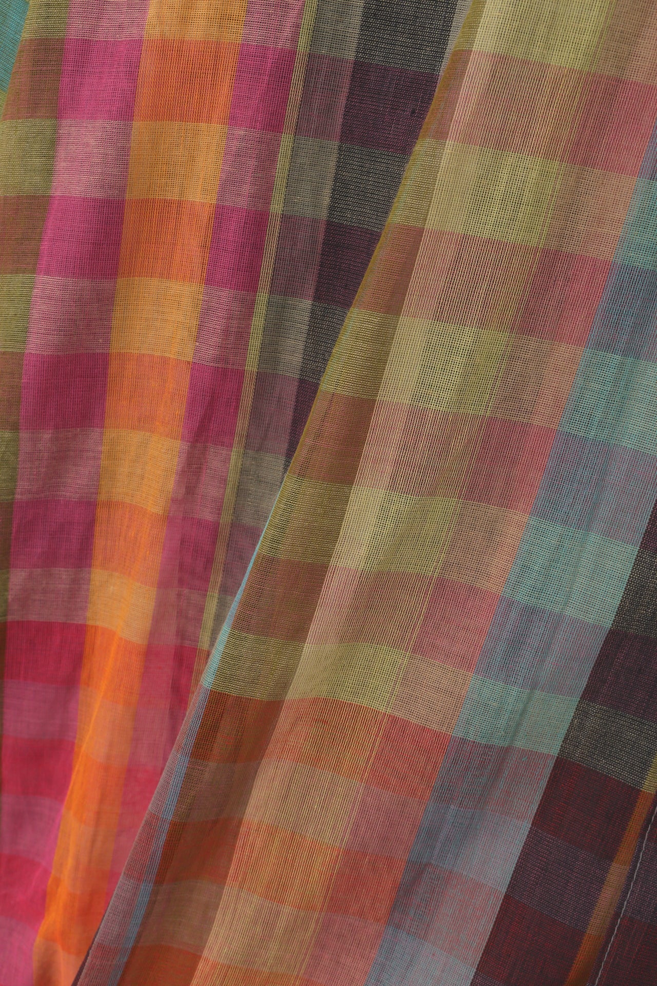 OPEN COLLAR SHEER SHIRTS L/S - Handwoven Madras check -