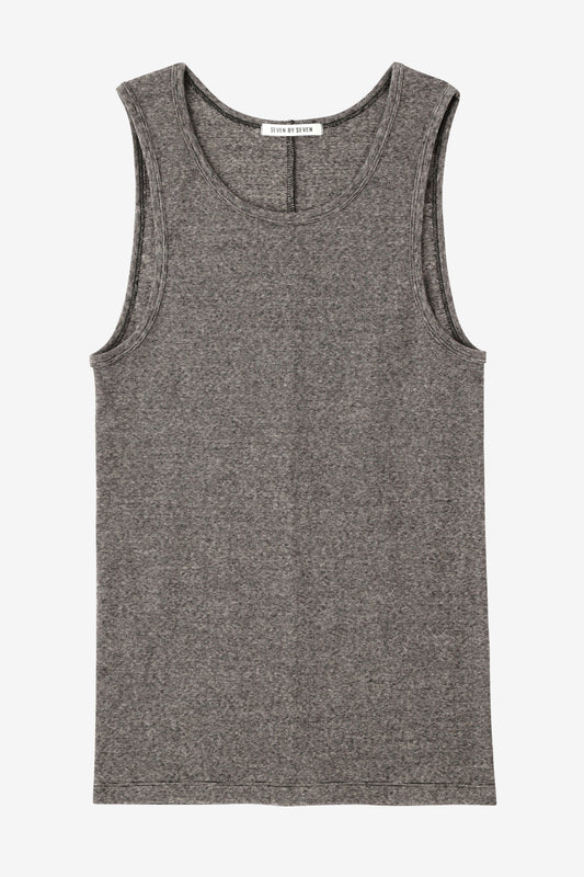 ORGANIC COTTON RIB TANK TOP - Mixed ”UNSTAINED” yarn -