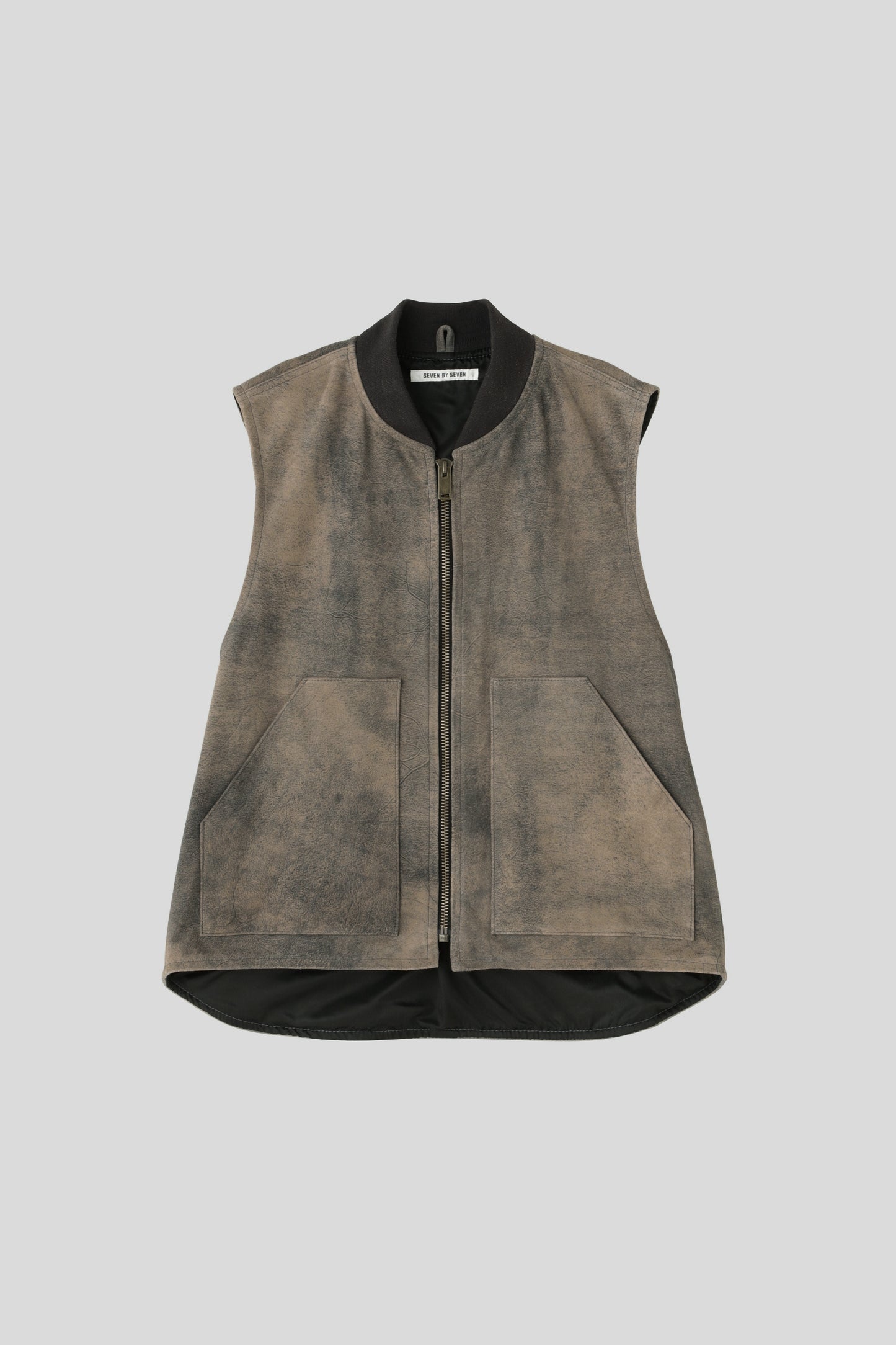 LEATHER WORK VEST - Goat suede Antique finish -