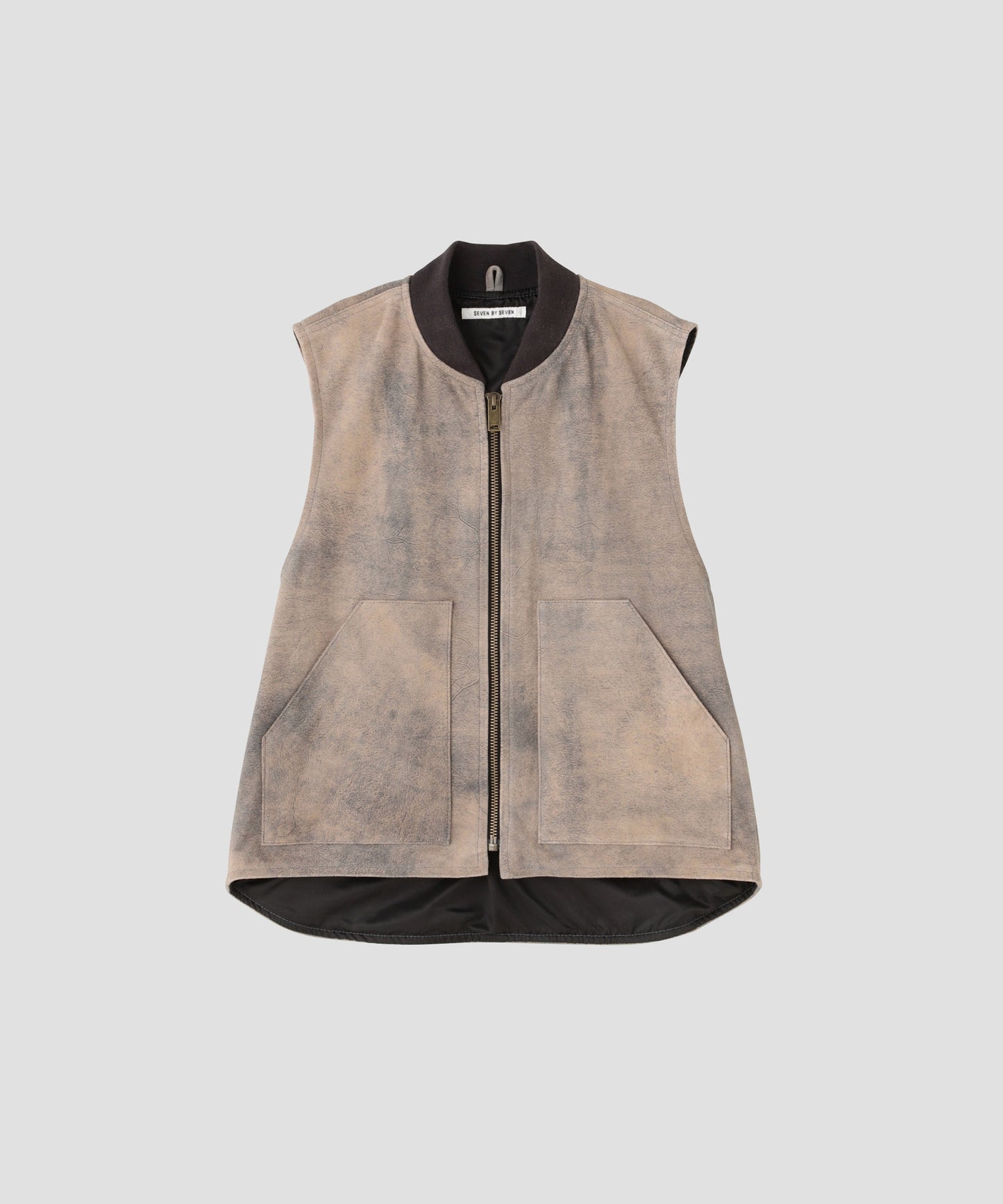 LEATHER WORK VEST - Goat suede Antique finish -