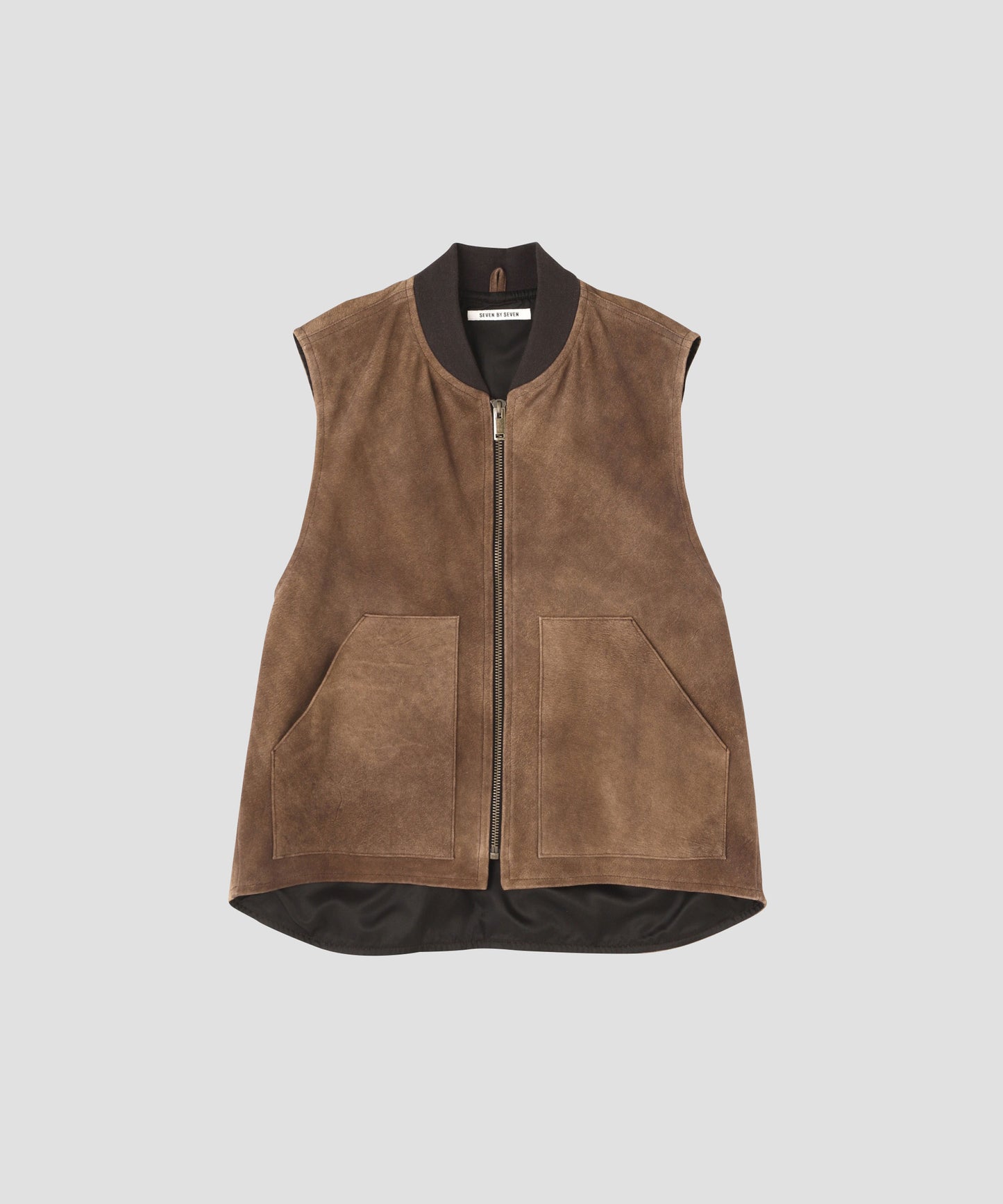 LEATHER WORK VEST - Goat suede Antique finish -
