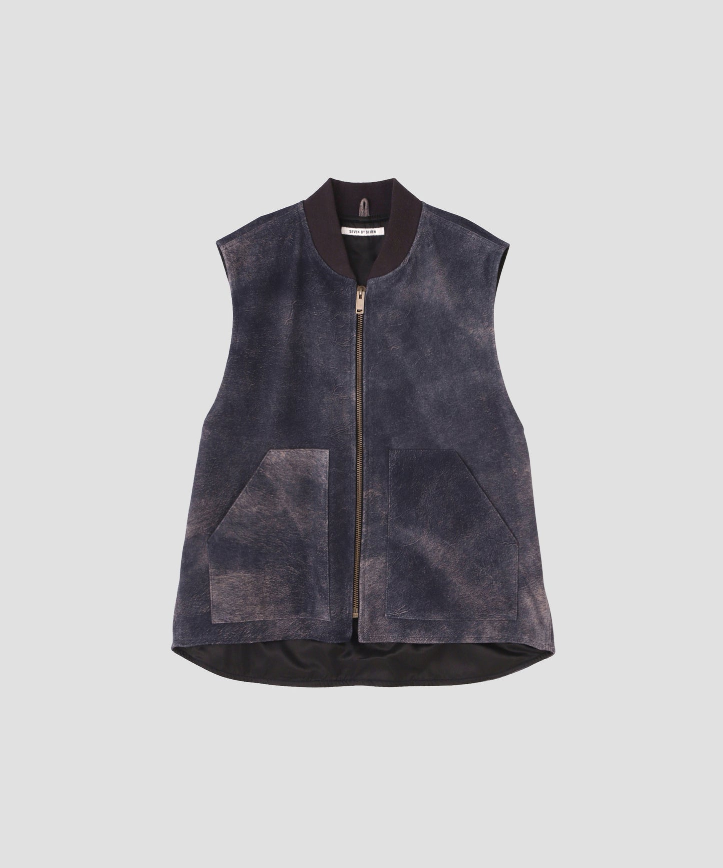 LEATHER WORK VEST - Goat suede Antique finish -