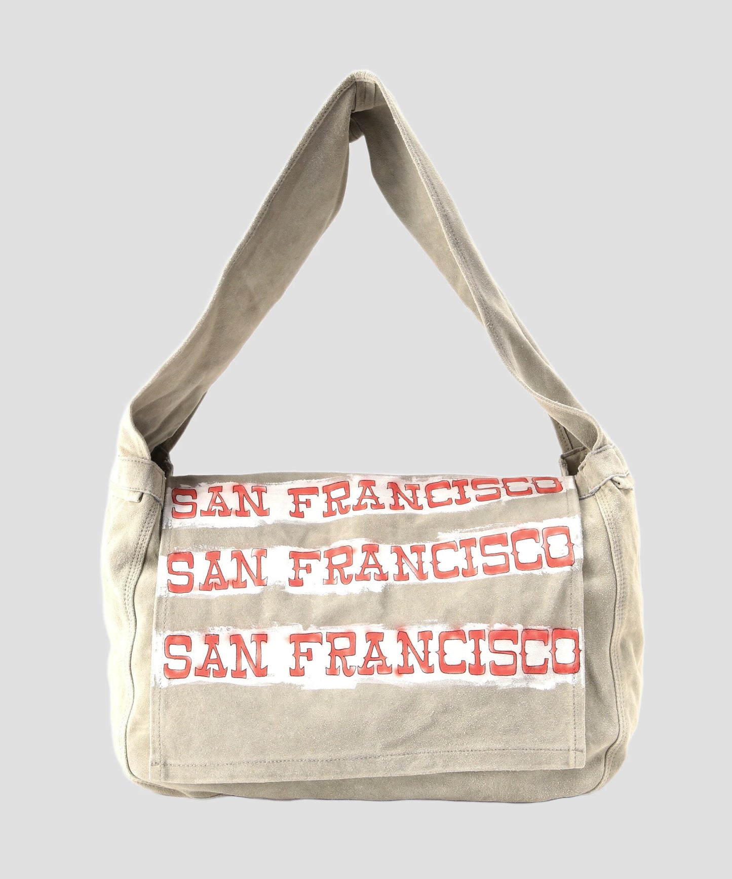 HAND PAINTED LEATHER SHOULDER BAG - Cow split leather -