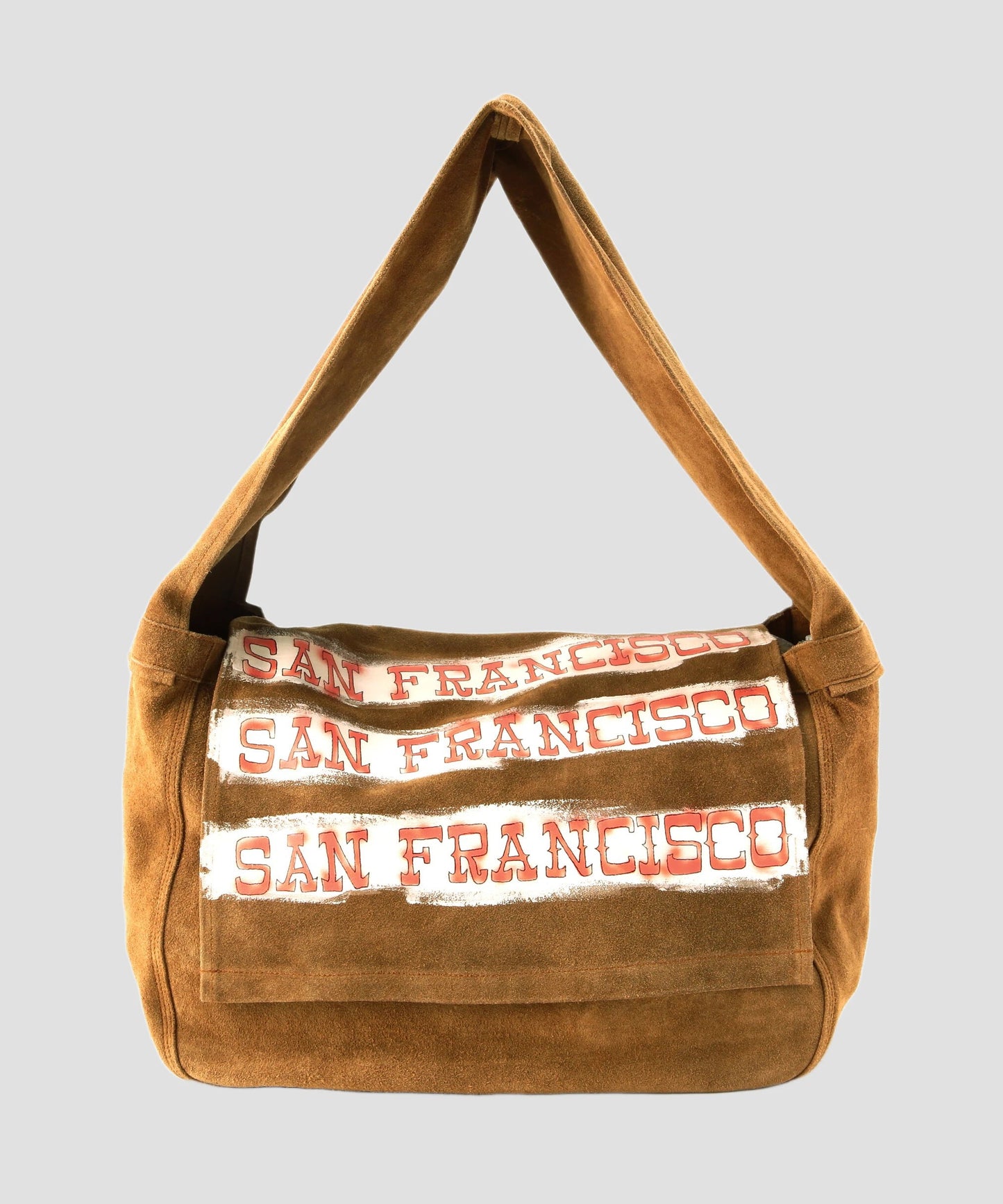 HAND PAINTED LEATHER SHOULDER BAG - Cow split leather -