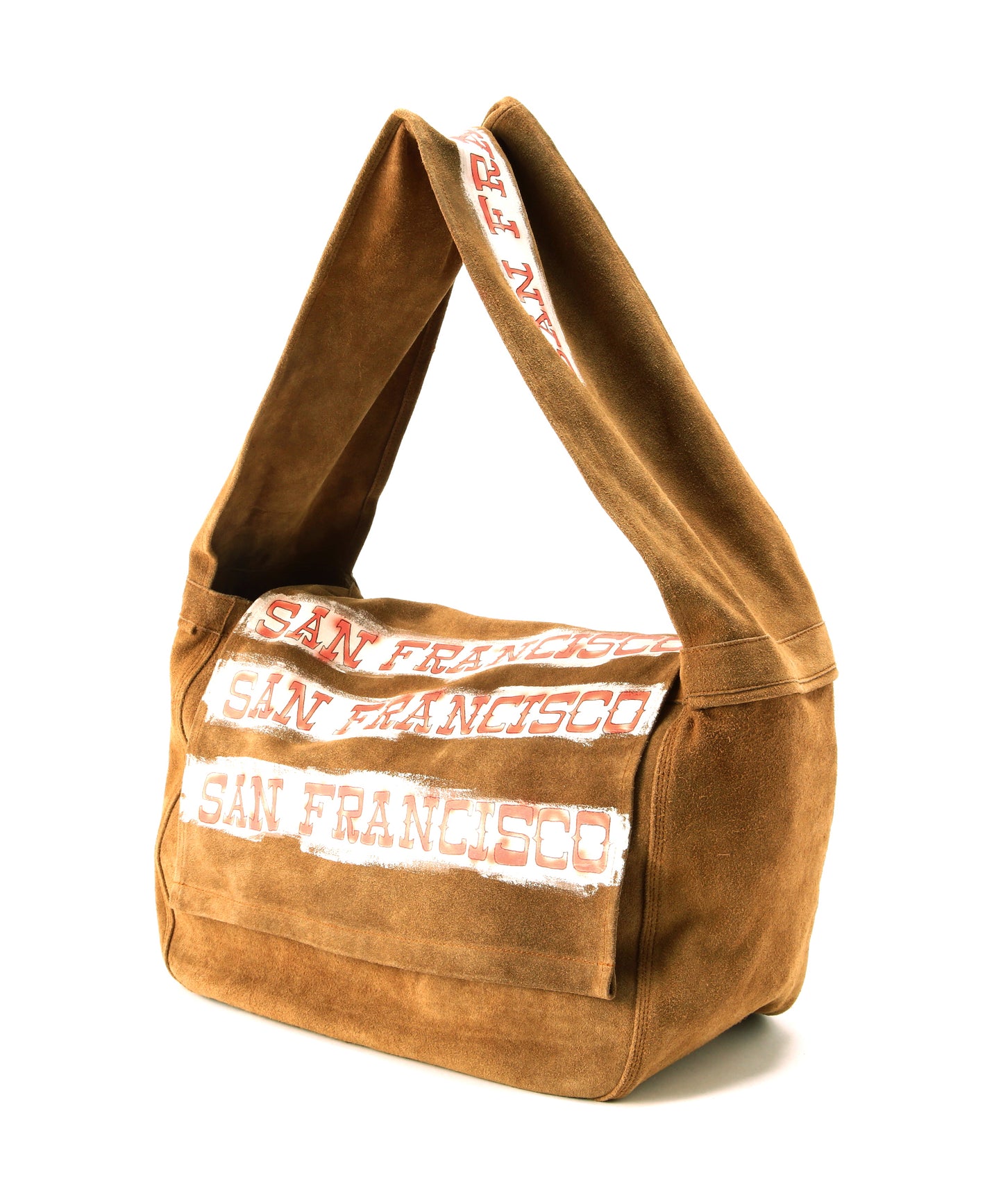 HAND PAINTED LEATHER SHOULDER BAG - Cow split leather -