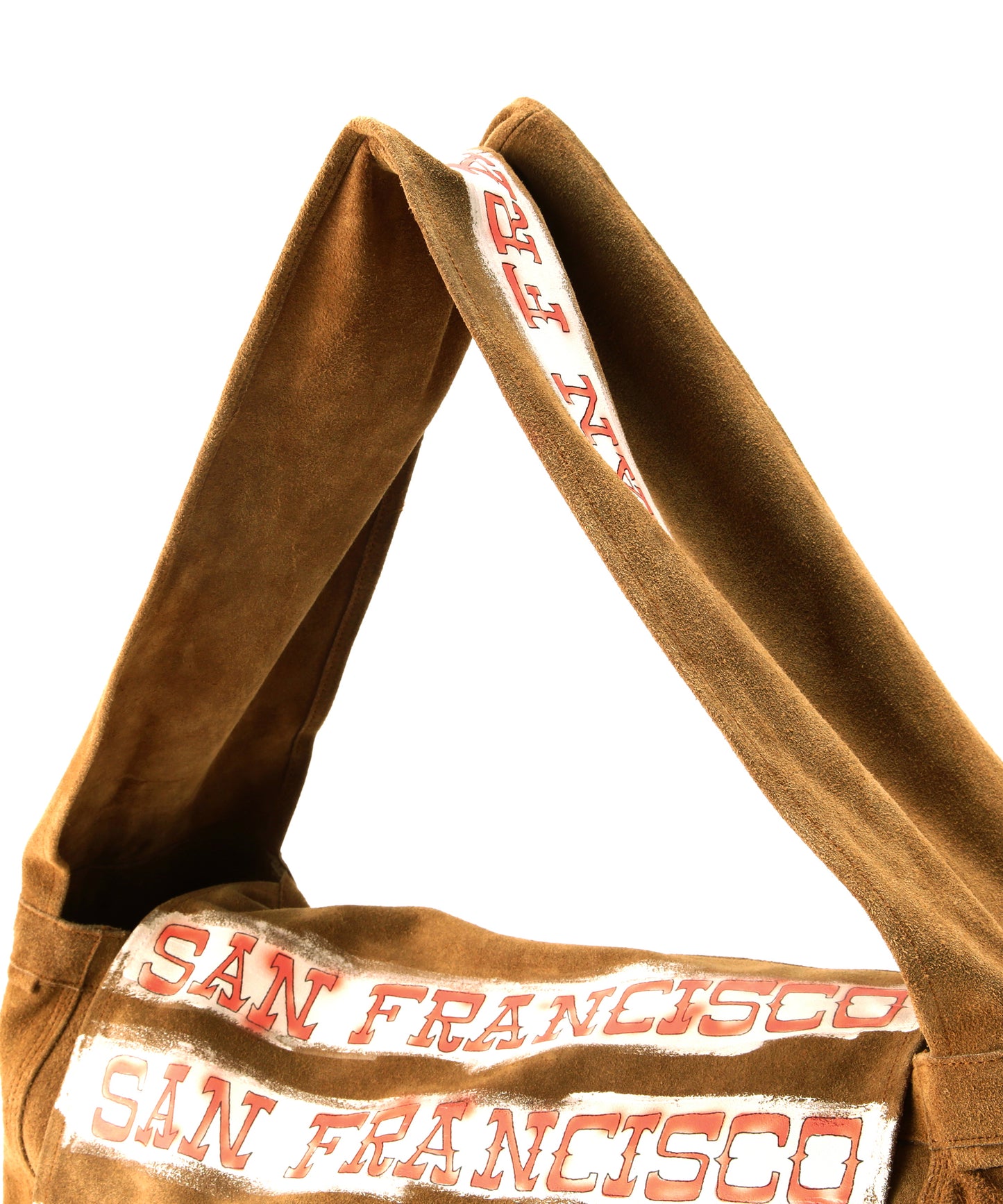 HAND PAINTED LEATHER SHOULDER BAG - Cow split leather -