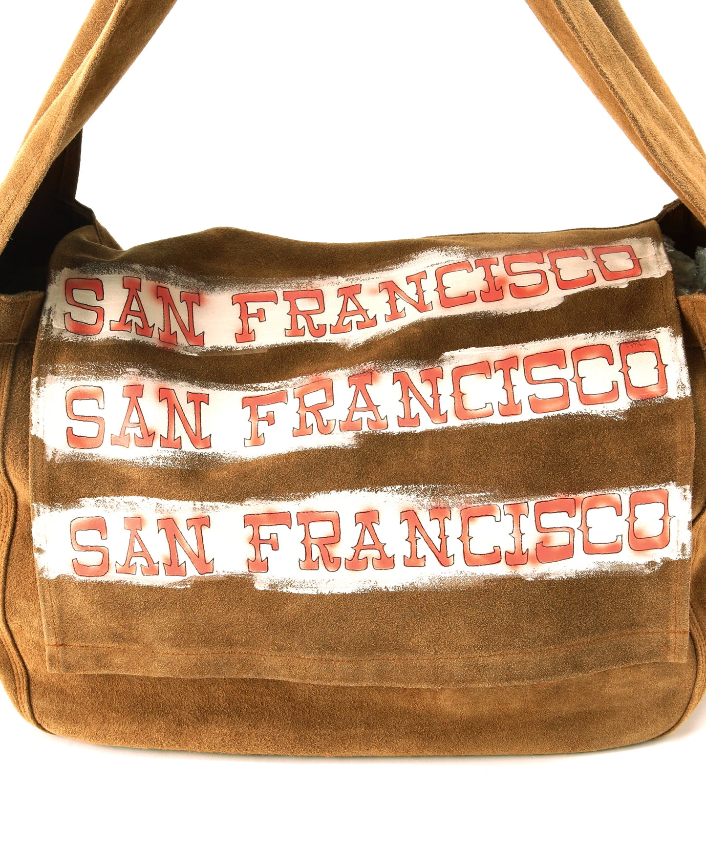 HAND PAINTED LEATHER SHOULDER BAG - Cow split leather -