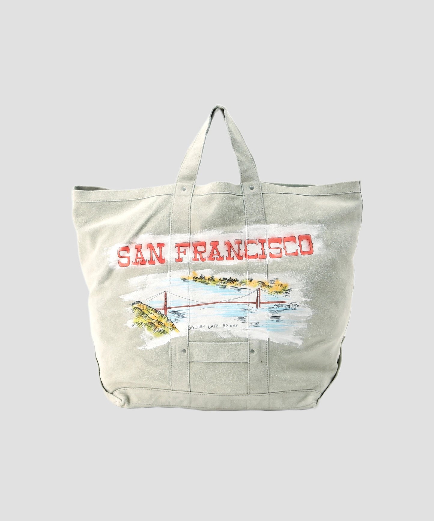 HAND PAINTED LEATHER TOTE BAG - Cow split leather -