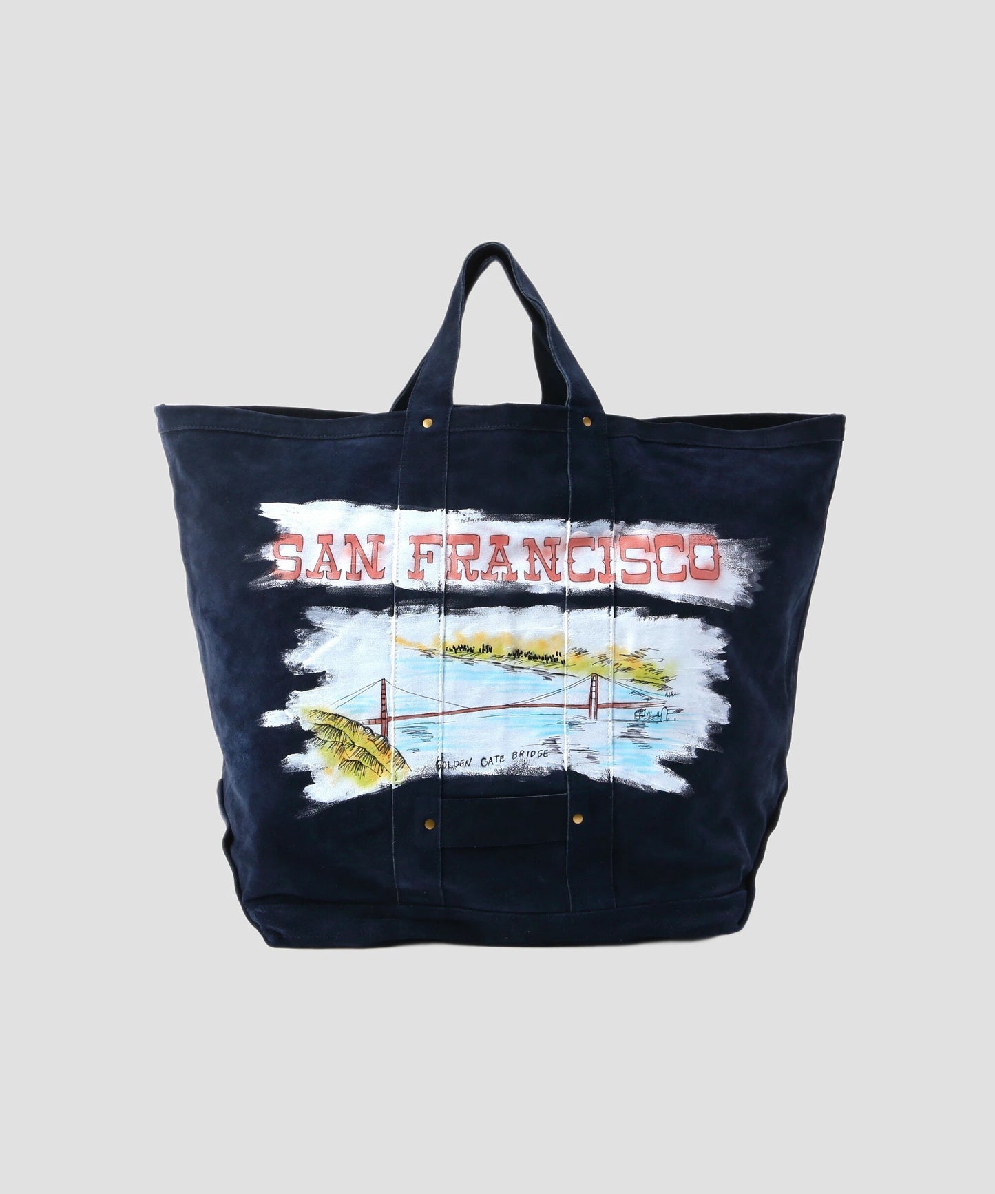 HAND PAINTED LEATHER TOTE BAG - Cow split leather -