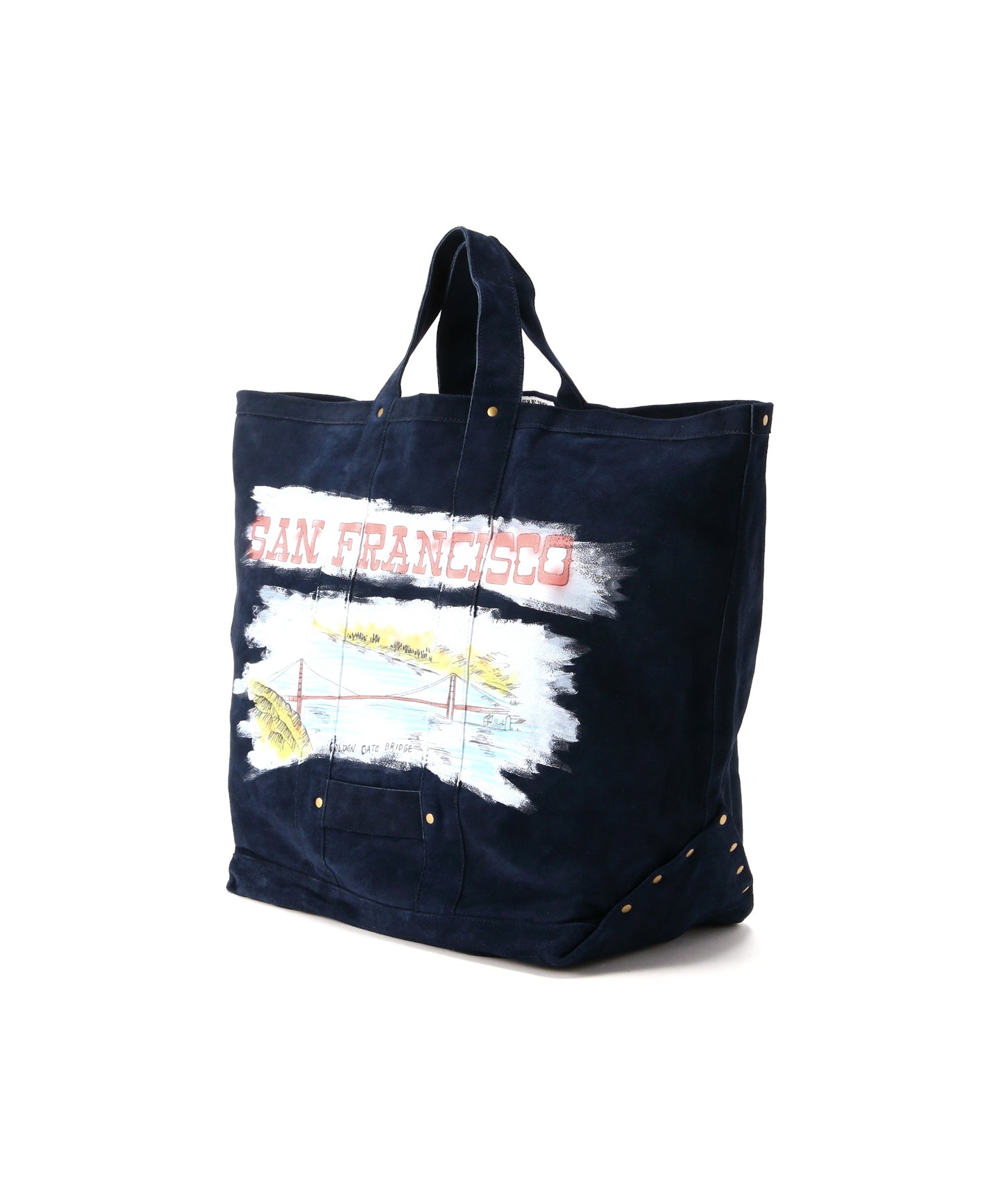 HAND PAINTED LEATHER TOTE BAG - Cow split leather -