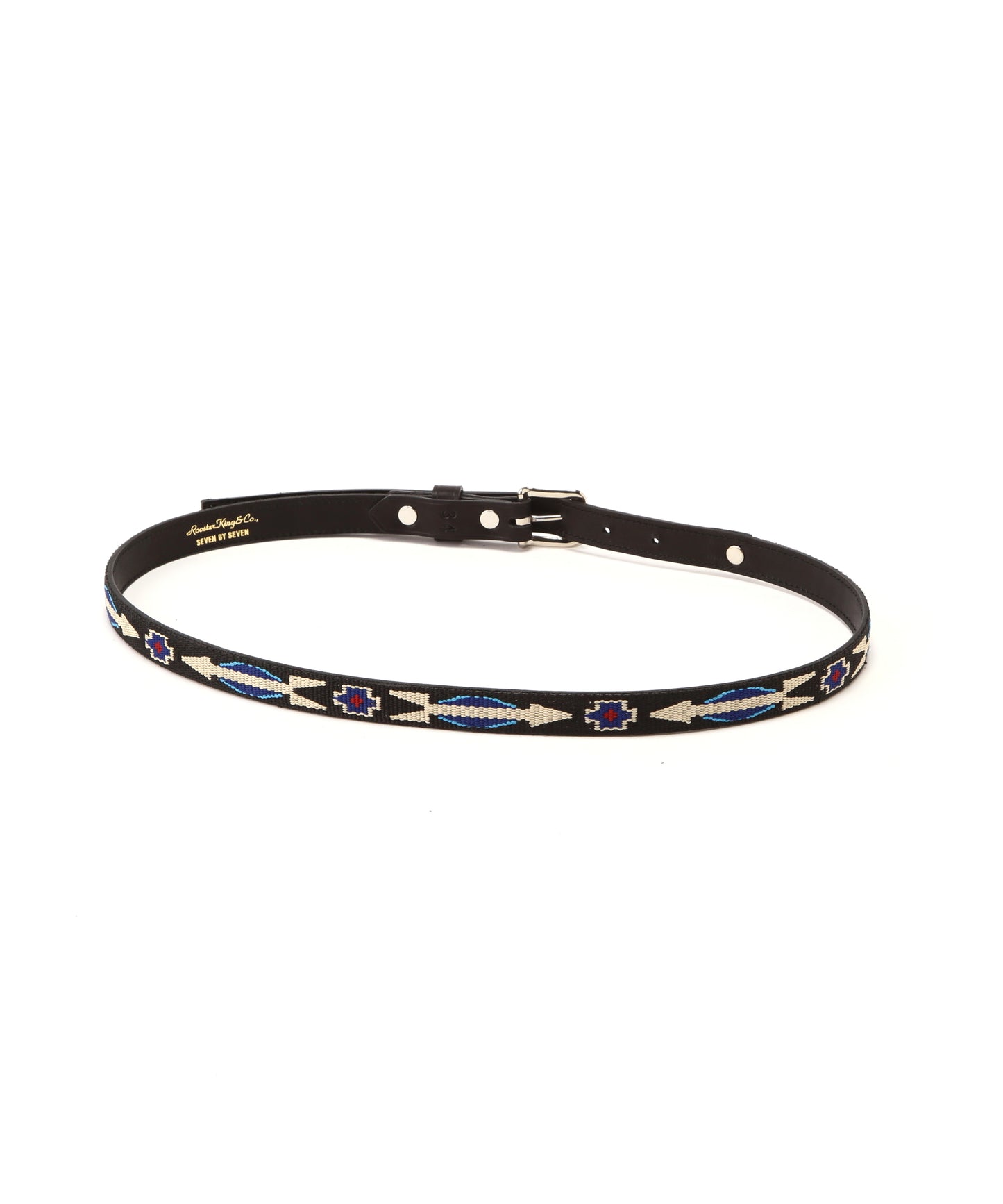 【SEVEN BY SEVEN / Rooster King & Co.,】 COMBINATION NARROW BELT - Natives webbing / Cow leather -
