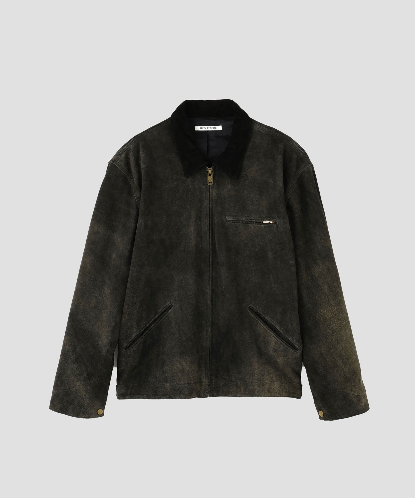 LEATHER DETROIT JACKET ‐Goat suede Antique finish‐