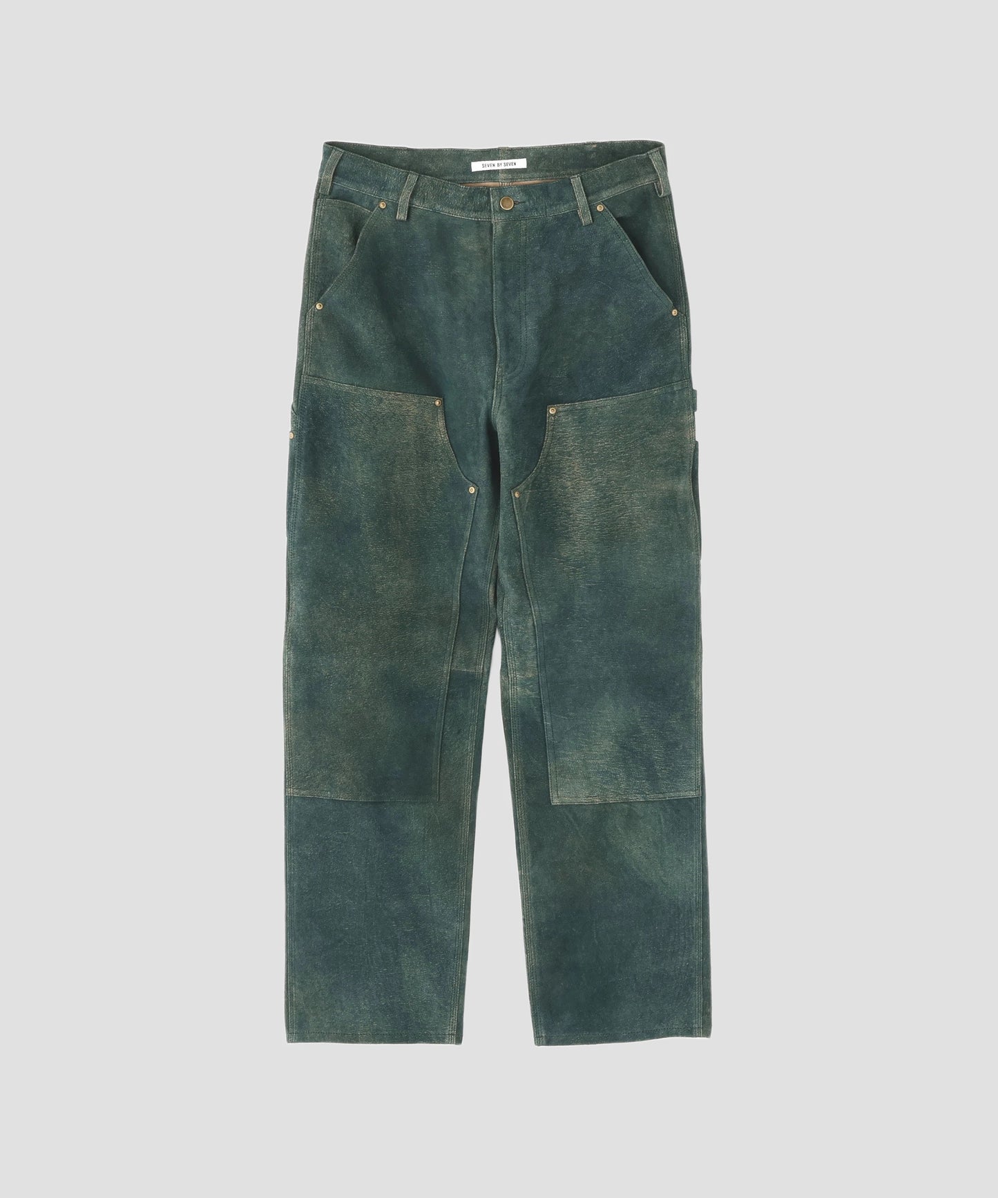 LEATHER DOUBLE KNEE PANTS ‐Goat suede Antique finish‐