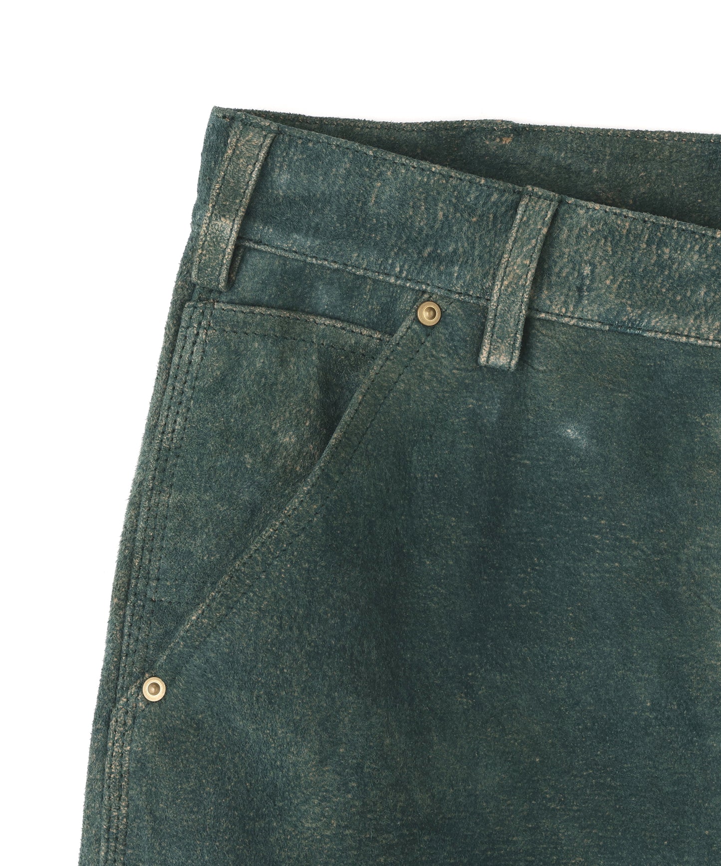 LEATHER DOUBLE KNEE PANTS ‐Goat suede Antique finish‐