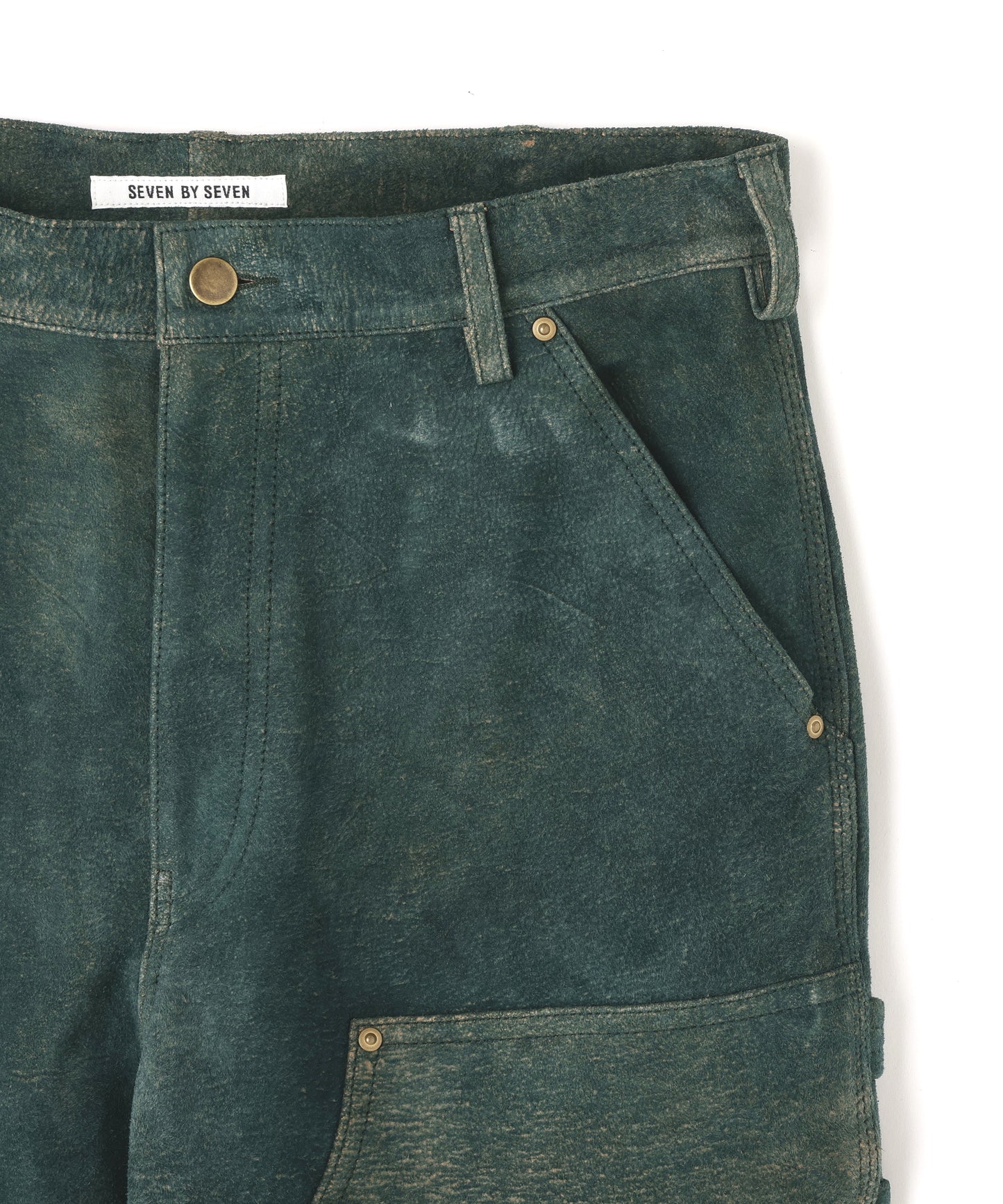 LEATHER DOUBLE KNEE PANTS ‐Goat suede Antique finish‐