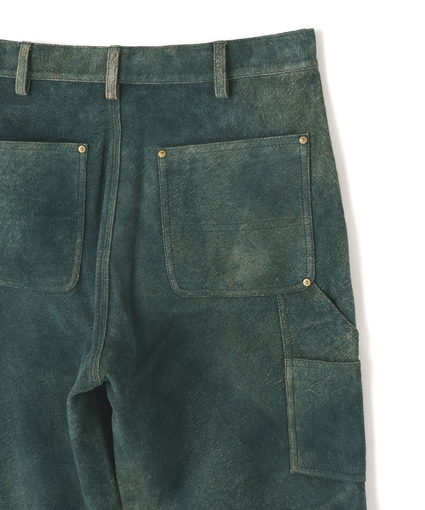 LEATHER DOUBLE KNEE PANTS ‐Goat suede Antique finish‐