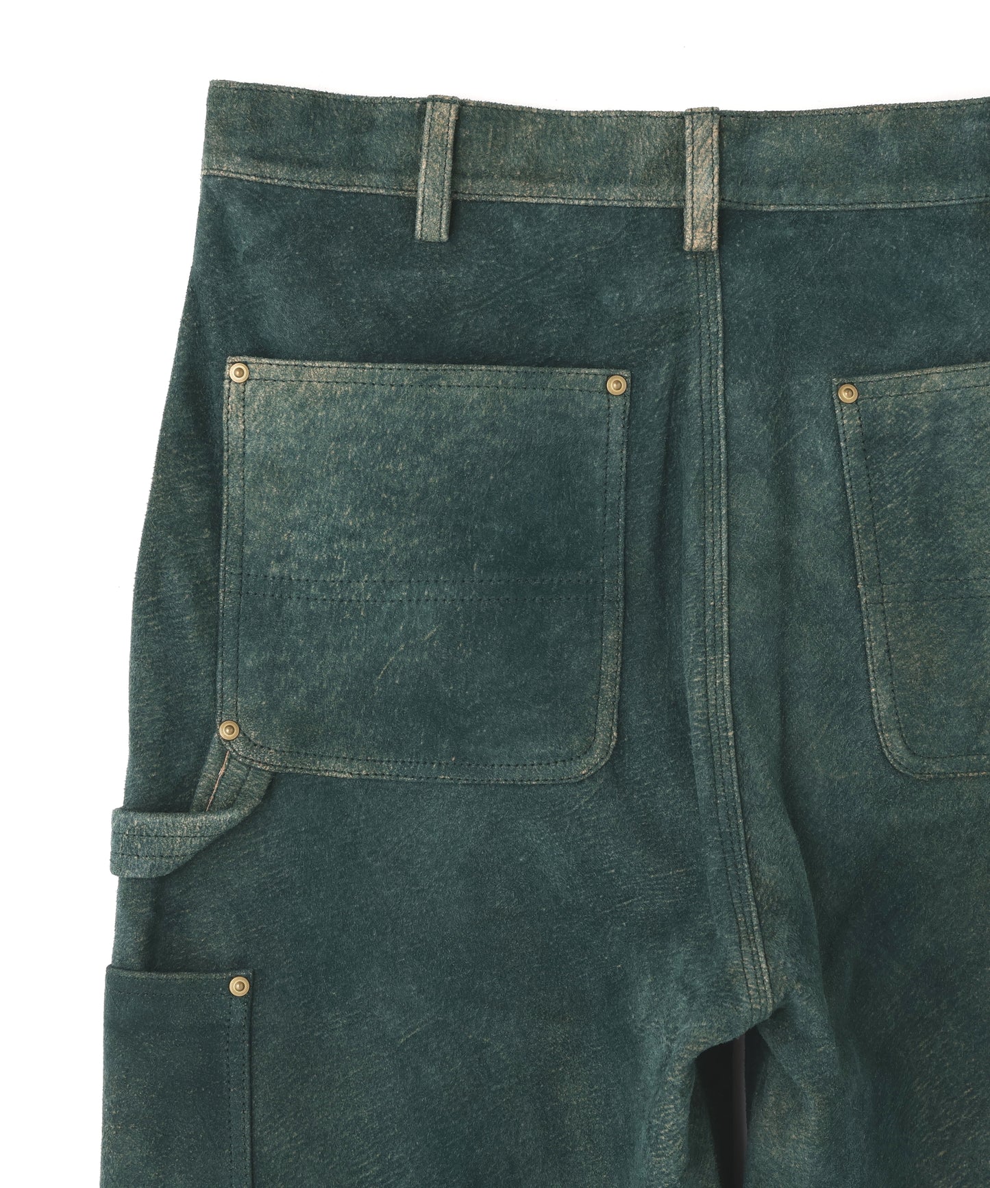 LEATHER DOUBLE KNEE PANTS ‐Goat suede Antique finish‐