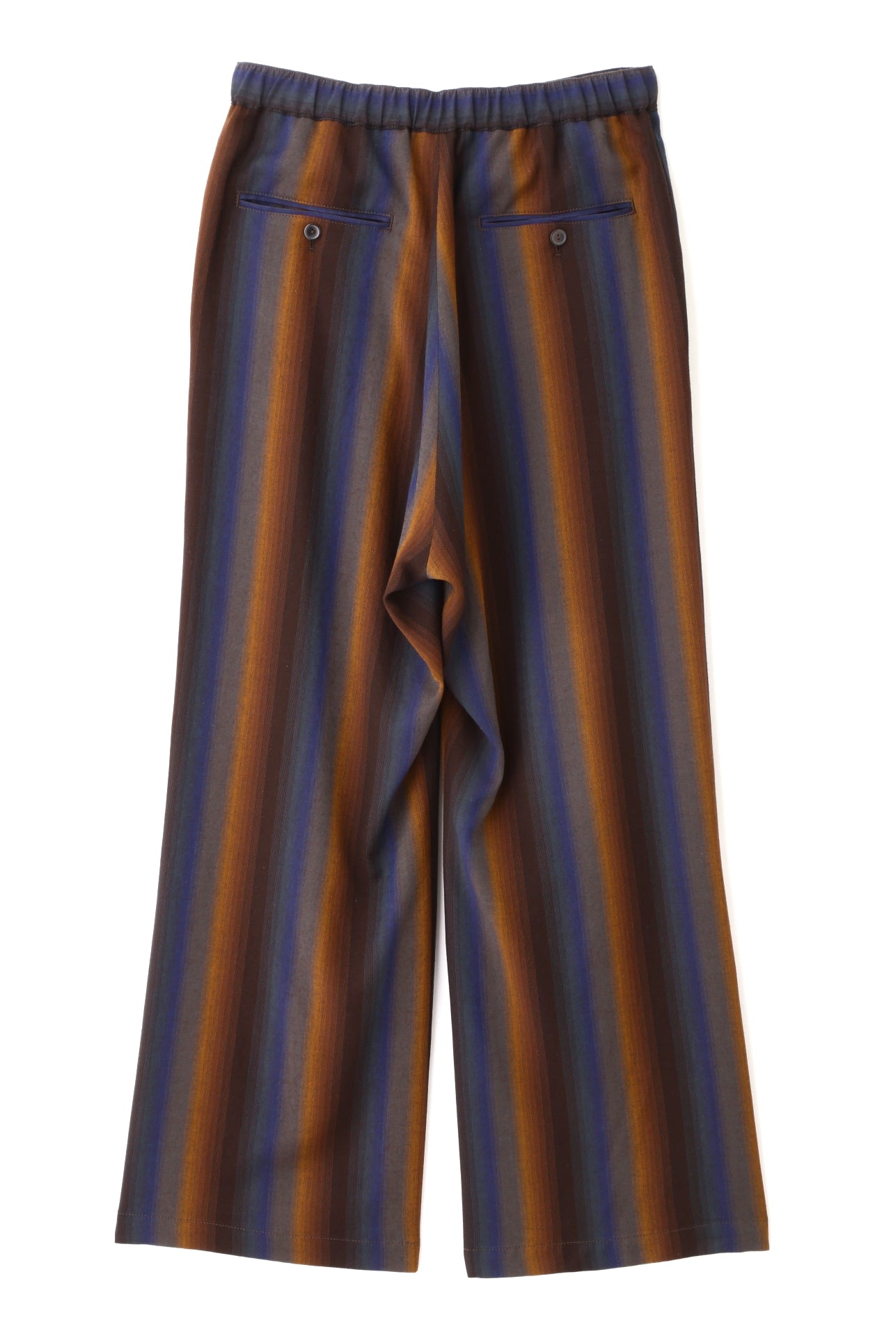 WIDE EASY TROUSERS ‐Wool Rayon Gradetion stripe‐
