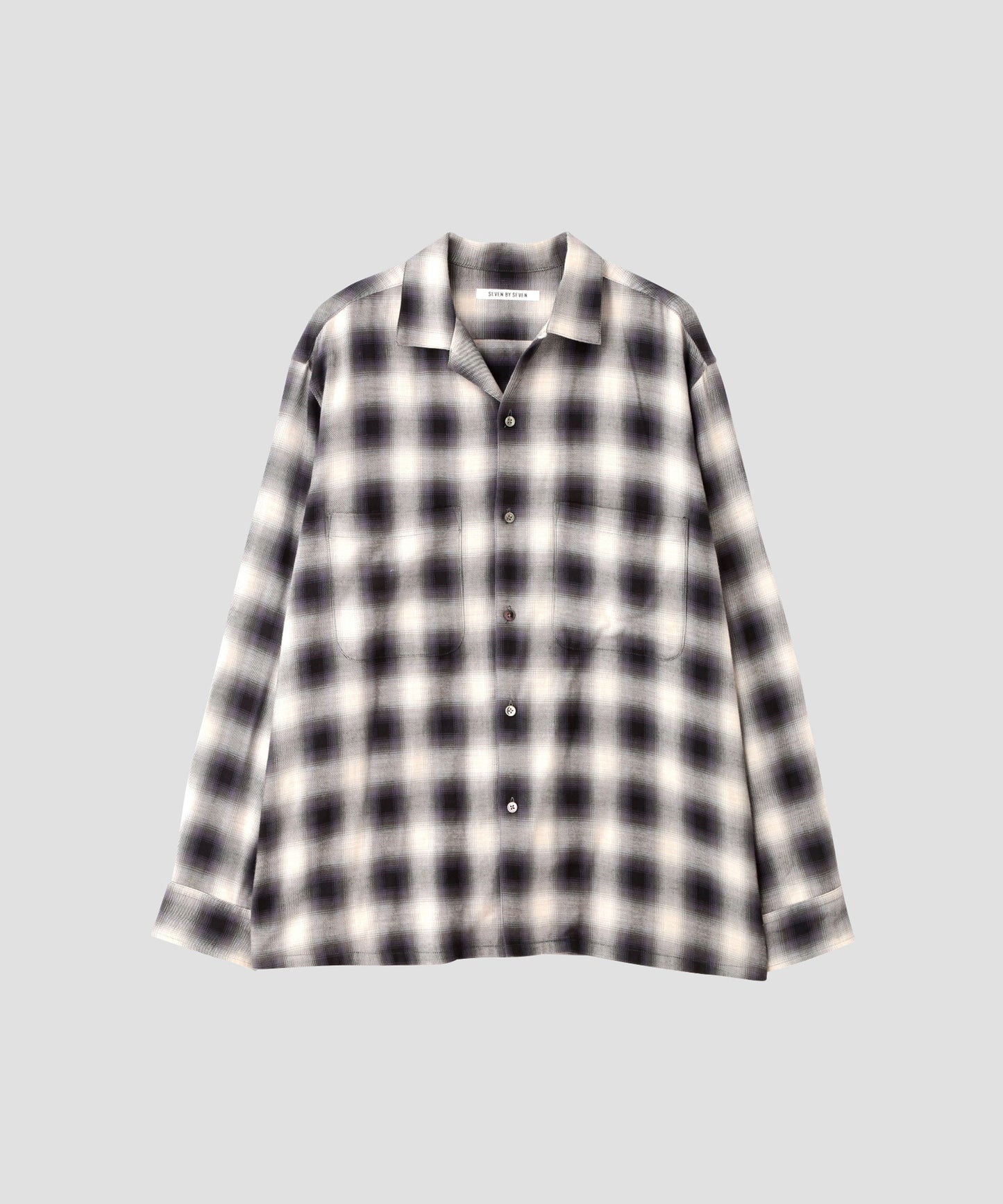OMBRE CHECK OPEN COLLAR SHIRTS ‐Cotton Yak‐