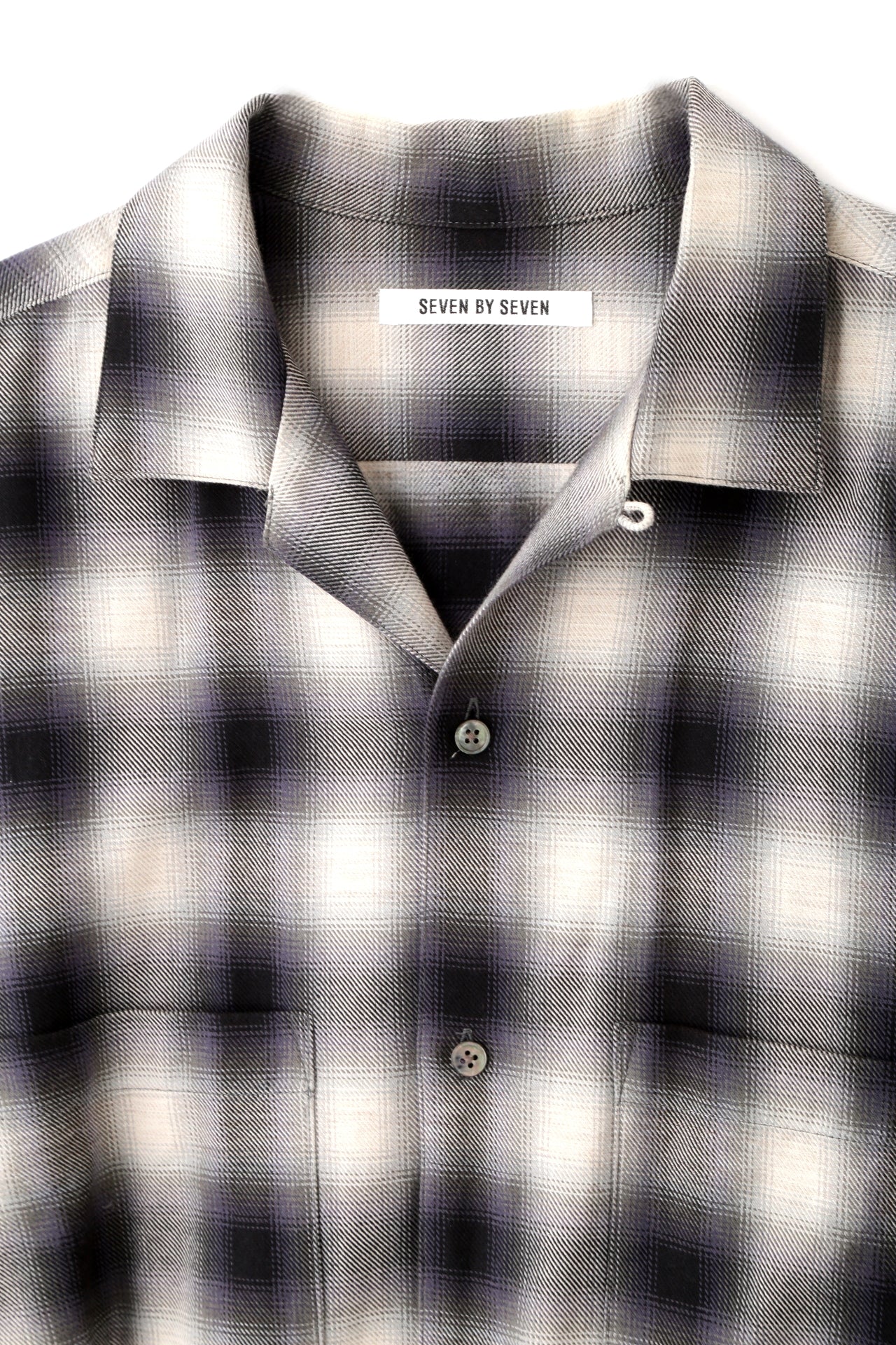 OMBRE CHECK OPEN COLLAR SHIRTS ‐Cotton Yak‐