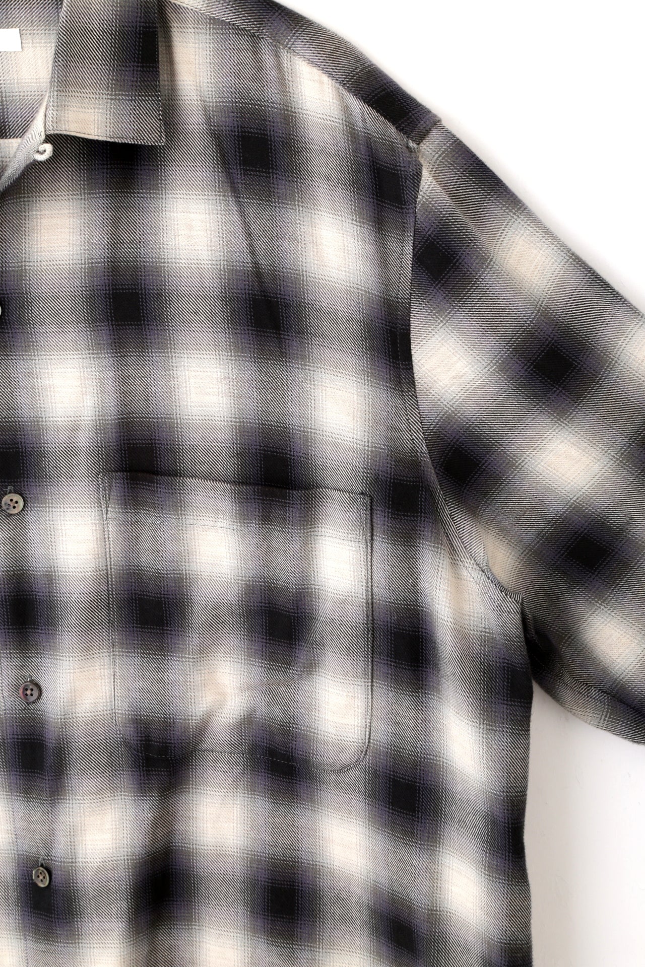 OMBRE CHECK OPEN COLLAR SHIRTS ‐Cotton Yak‐