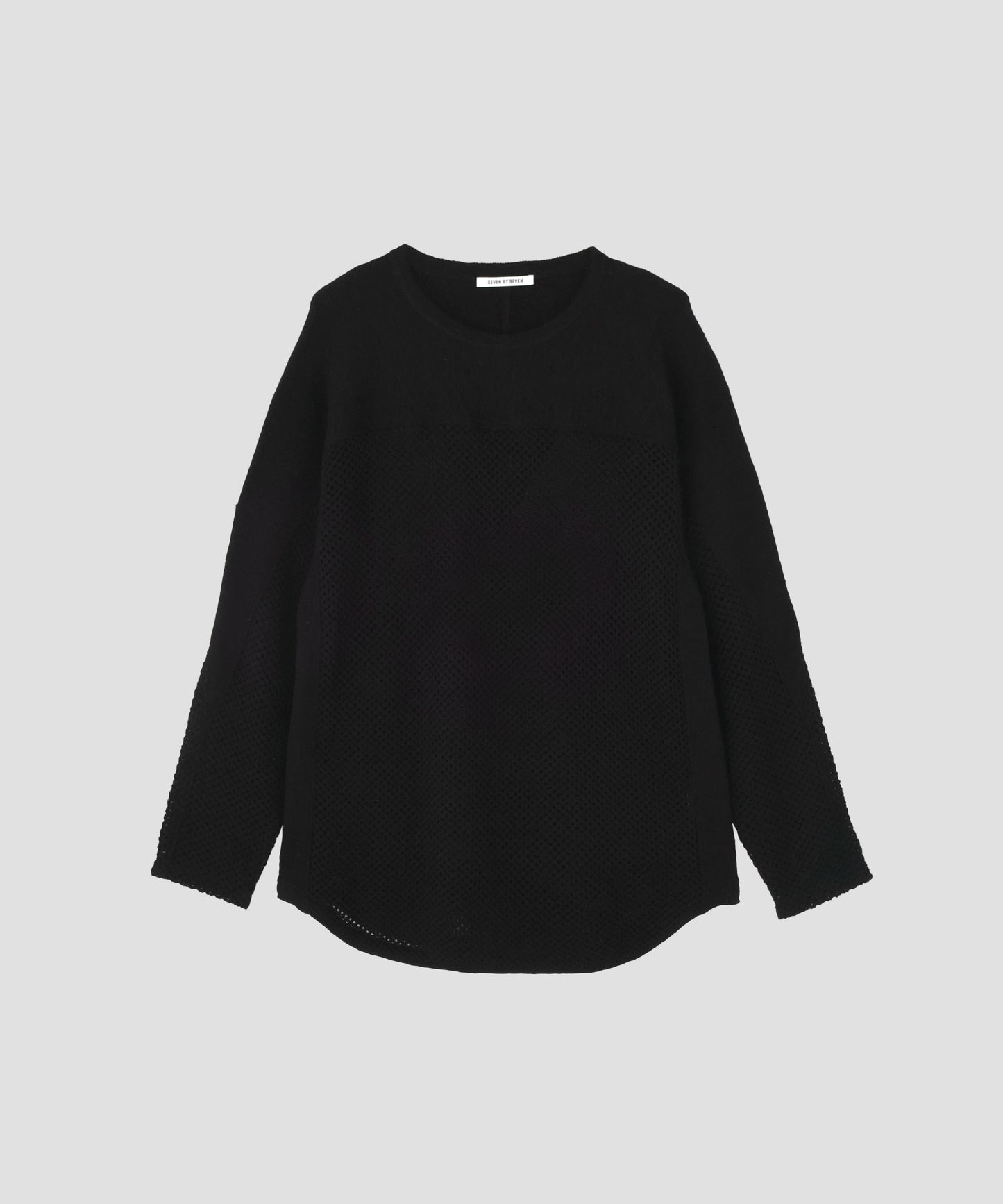 SWITCHING FOOTBALL MOHAIR KNIT TEE ‐Mesh crochet‐