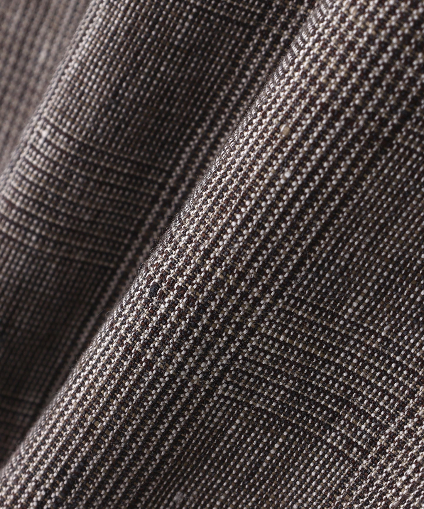 IRREGULAR DOUBLE BREASTED TAILORED JACKET ‐Glen check Linen‐