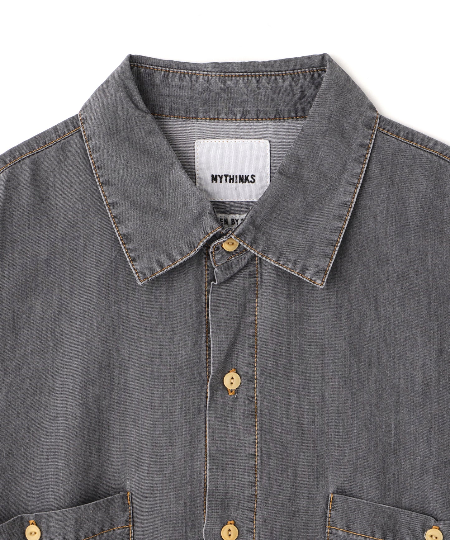【MYTHINKS】TENCEL DENIM WORK SHIRT SHORT SLEEVE