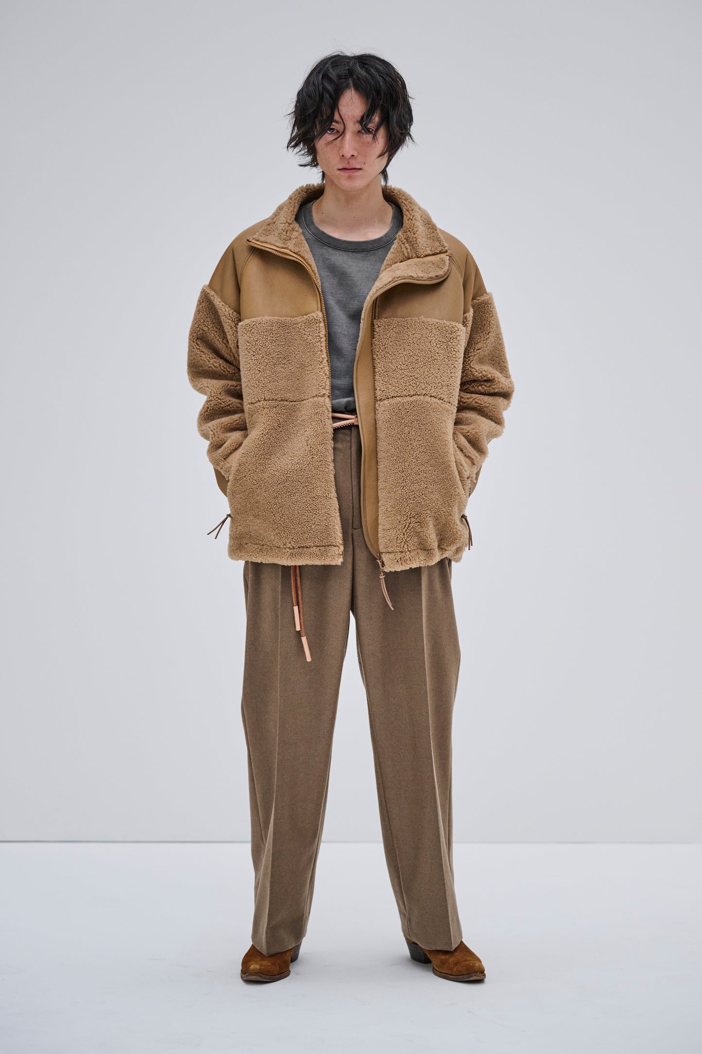 IN TUCK TROUSERS -POWDER MELTON-