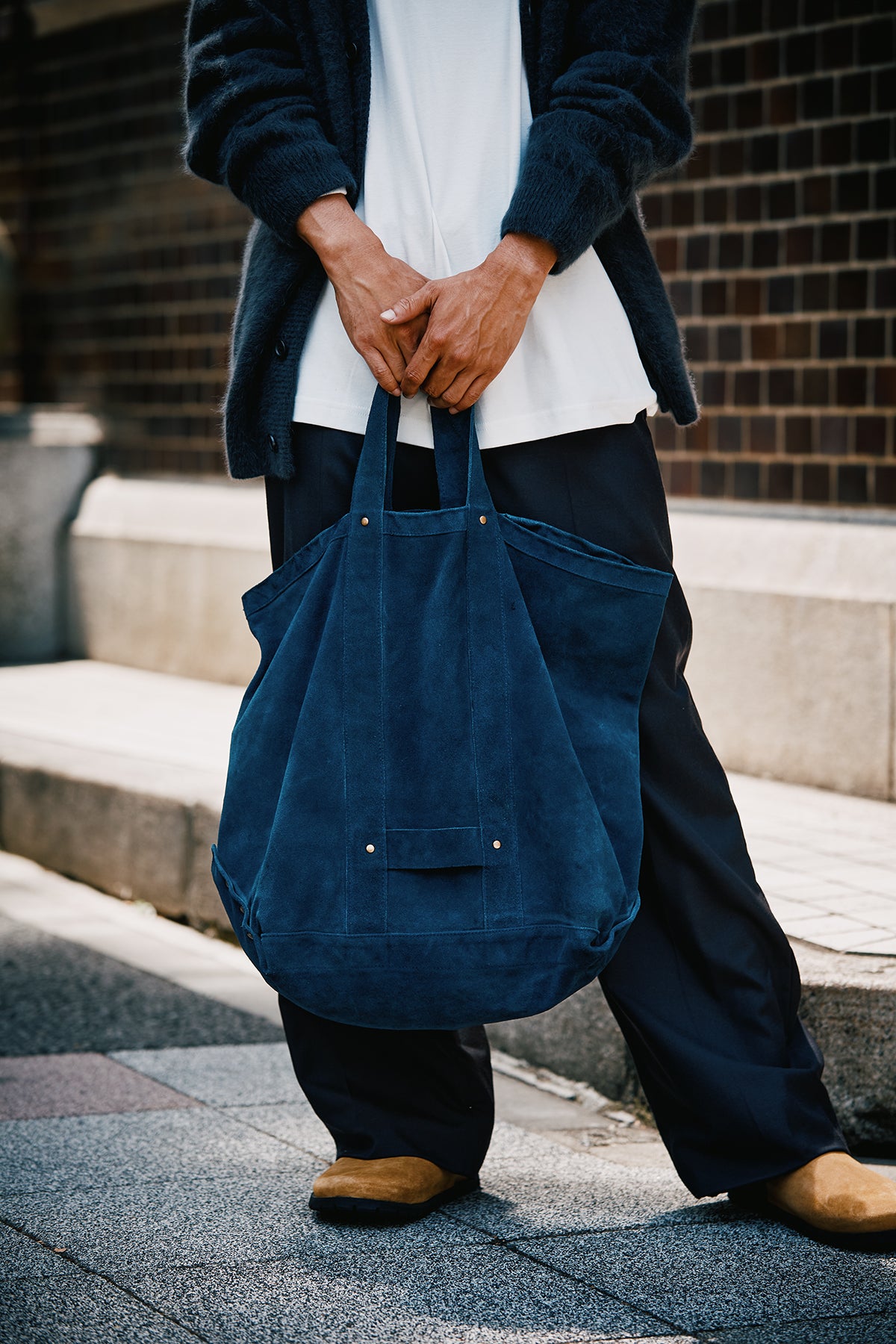 【OCEANS】LEATHER TOTE BAG -Cow split leather-