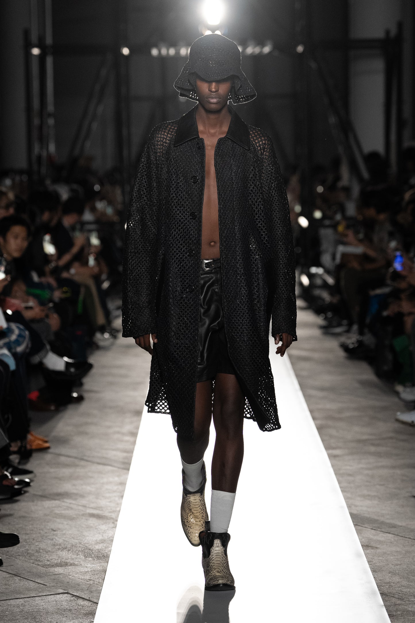 BAL COLLAR MACRAME LEATHER COAT - Goat leather -