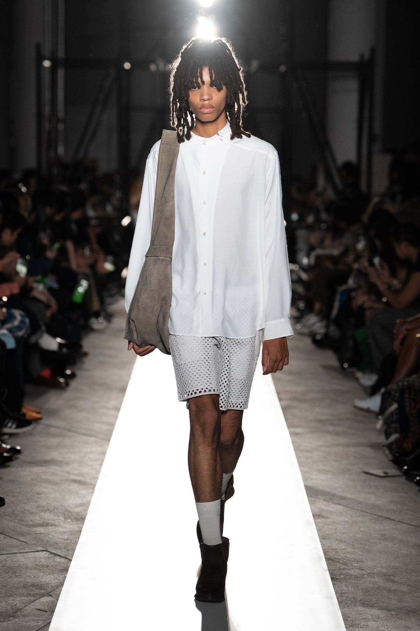 MACRAME LEATHER SHORT PANTS - Goat leather -