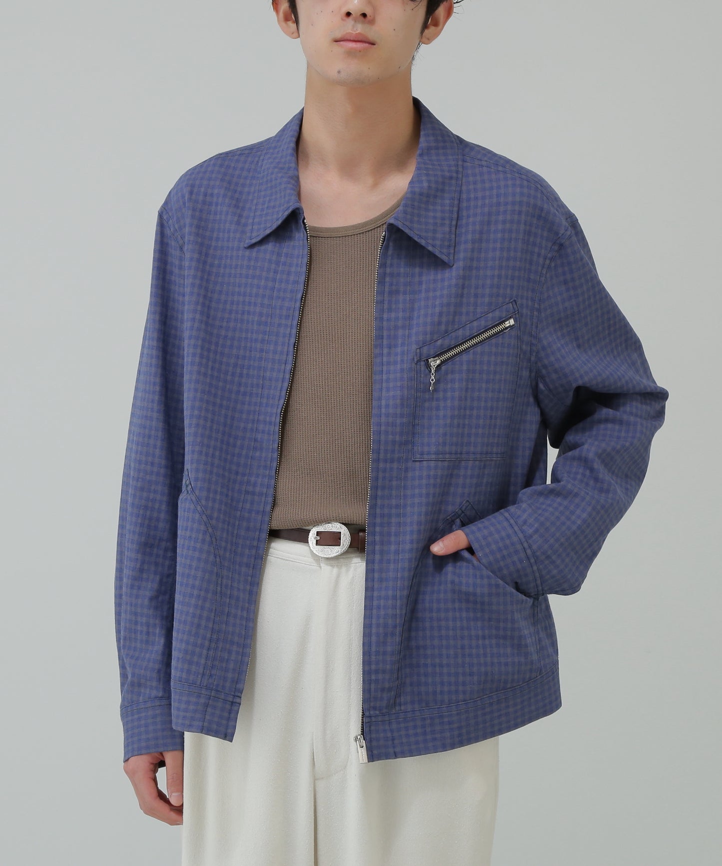 91-B TYPE CHECK JACKET - Cotton / Linen Gingham check -