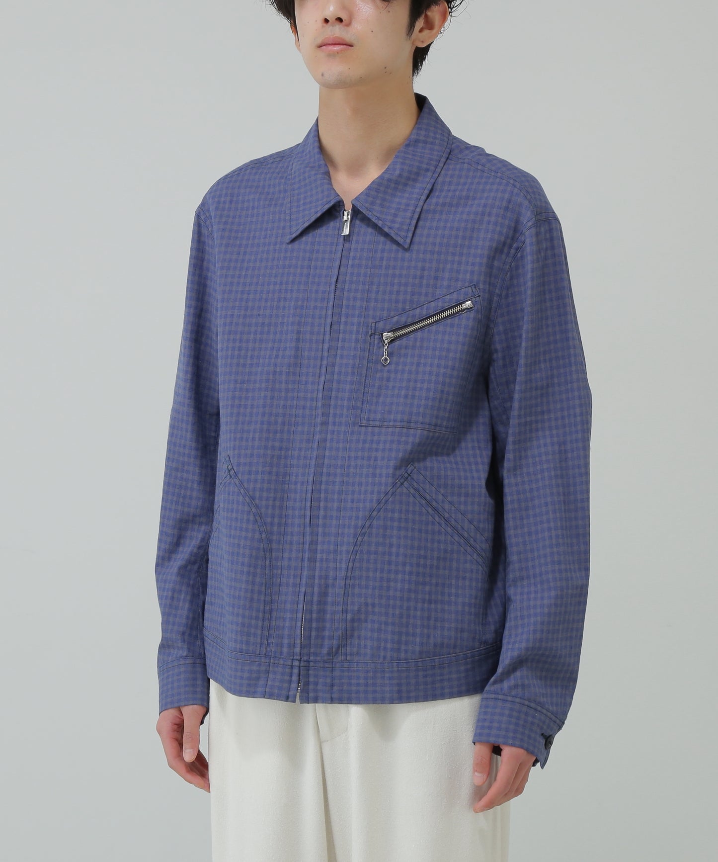 91-B TYPE CHECK JACKET - Cotton / Linen Gingham check -