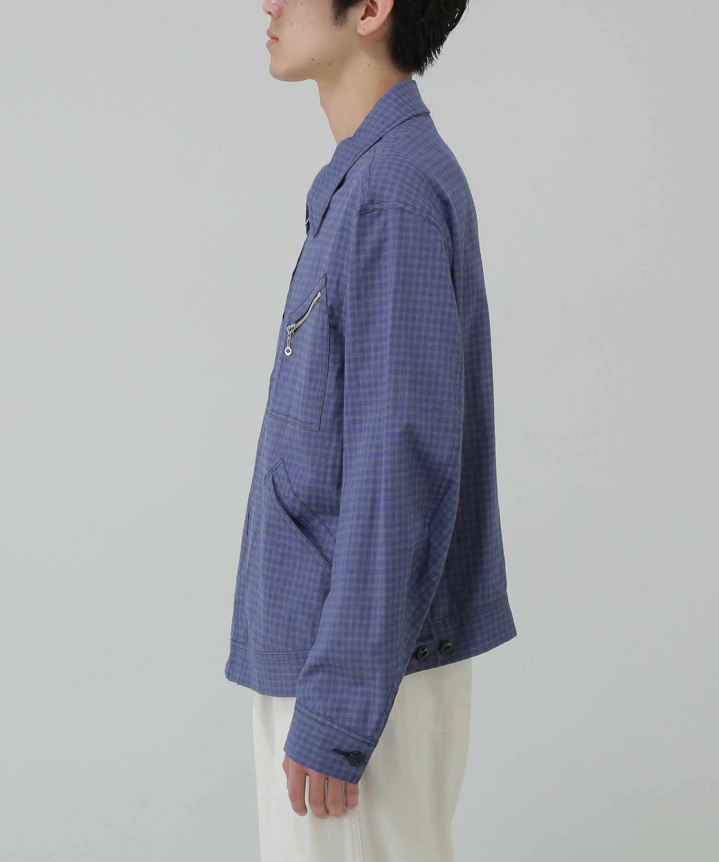 91-B TYPE CHECK JACKET - Cotton / Linen Gingham check -
