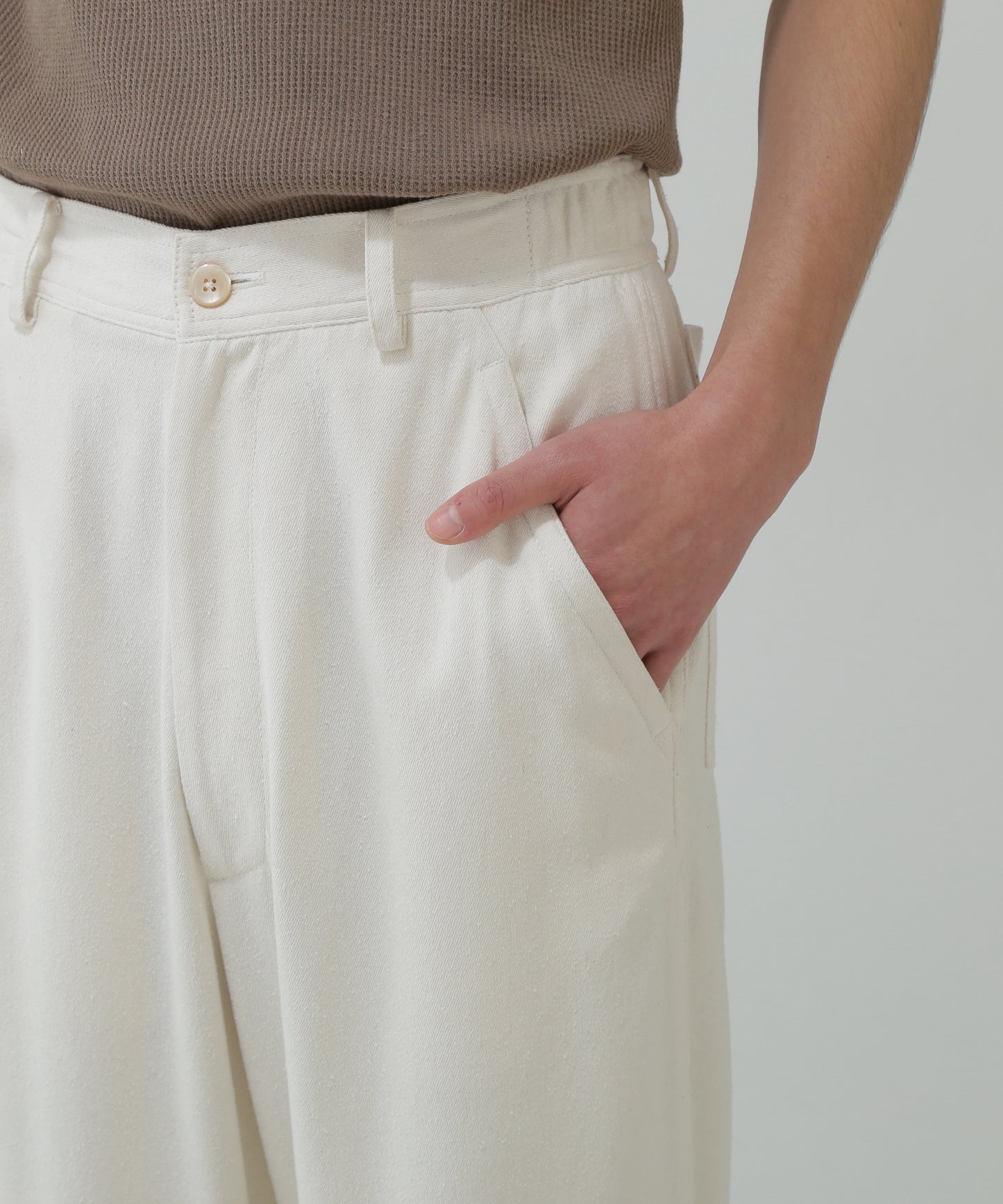 EASY TROUSERS - Silk noil denim -