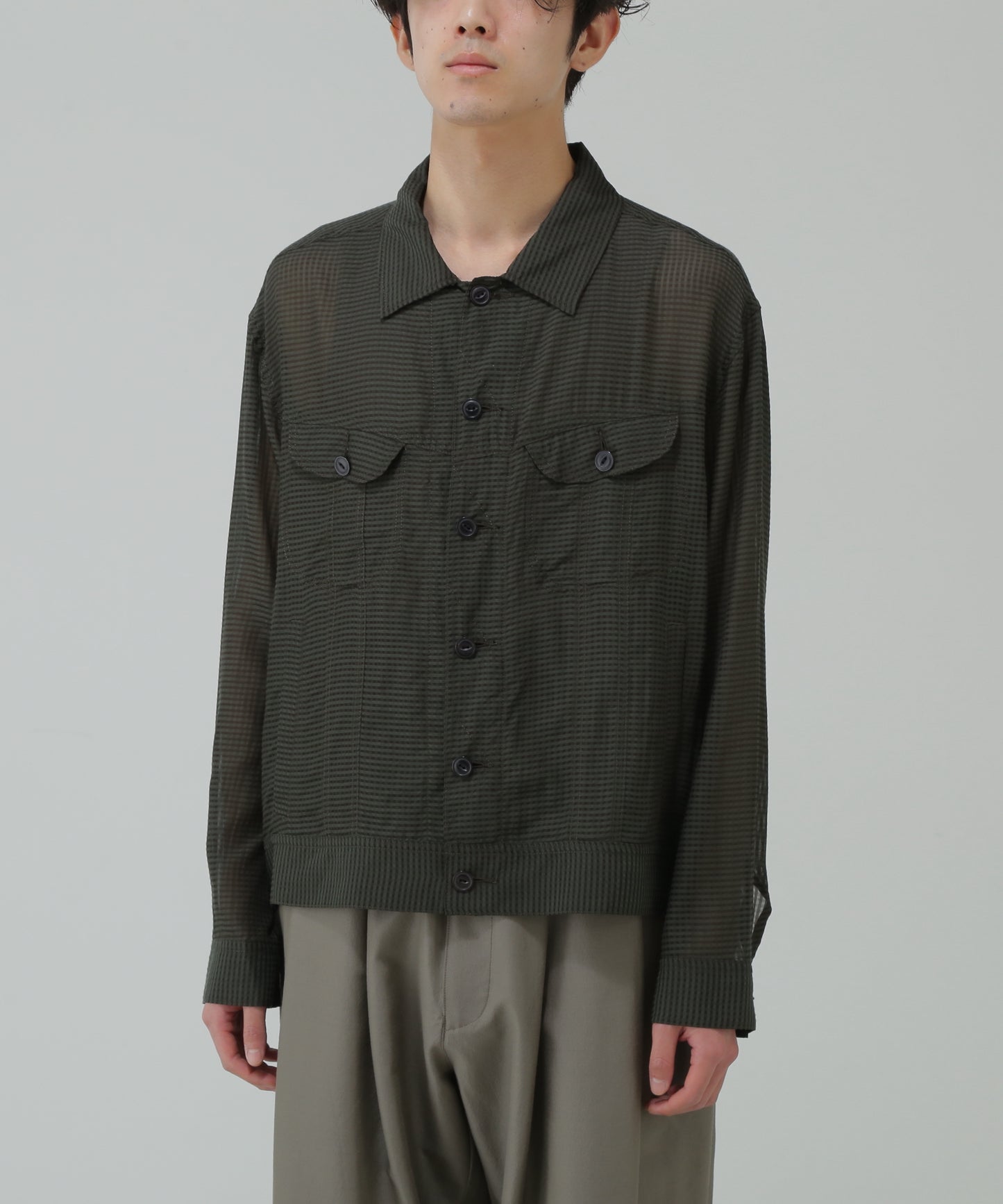 SHEER COWBOY JACKET - Gingham check Indian fabric -