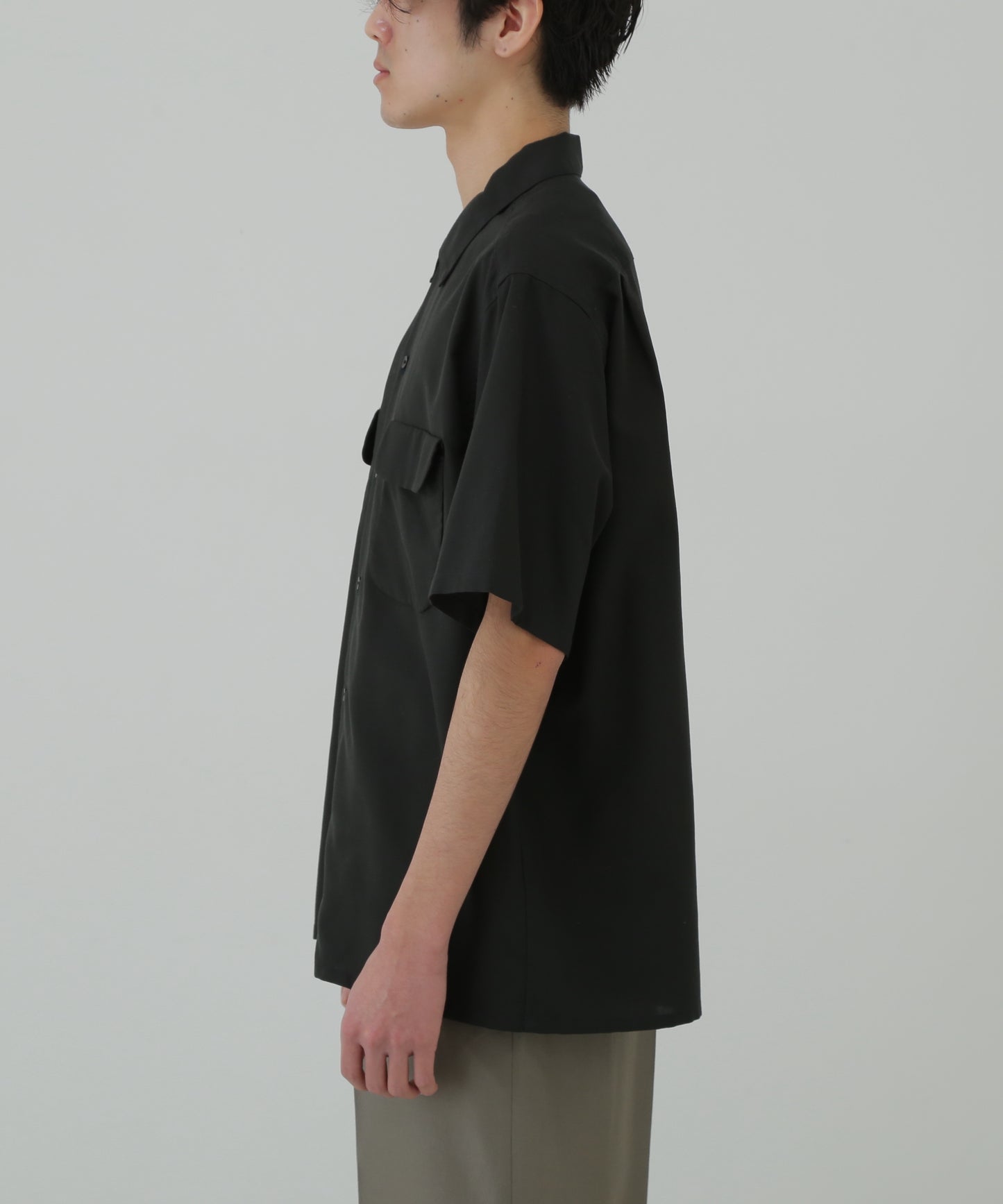 FLAT COLLAR SHIRTS S/S - Soft strech Double dobby cloth -