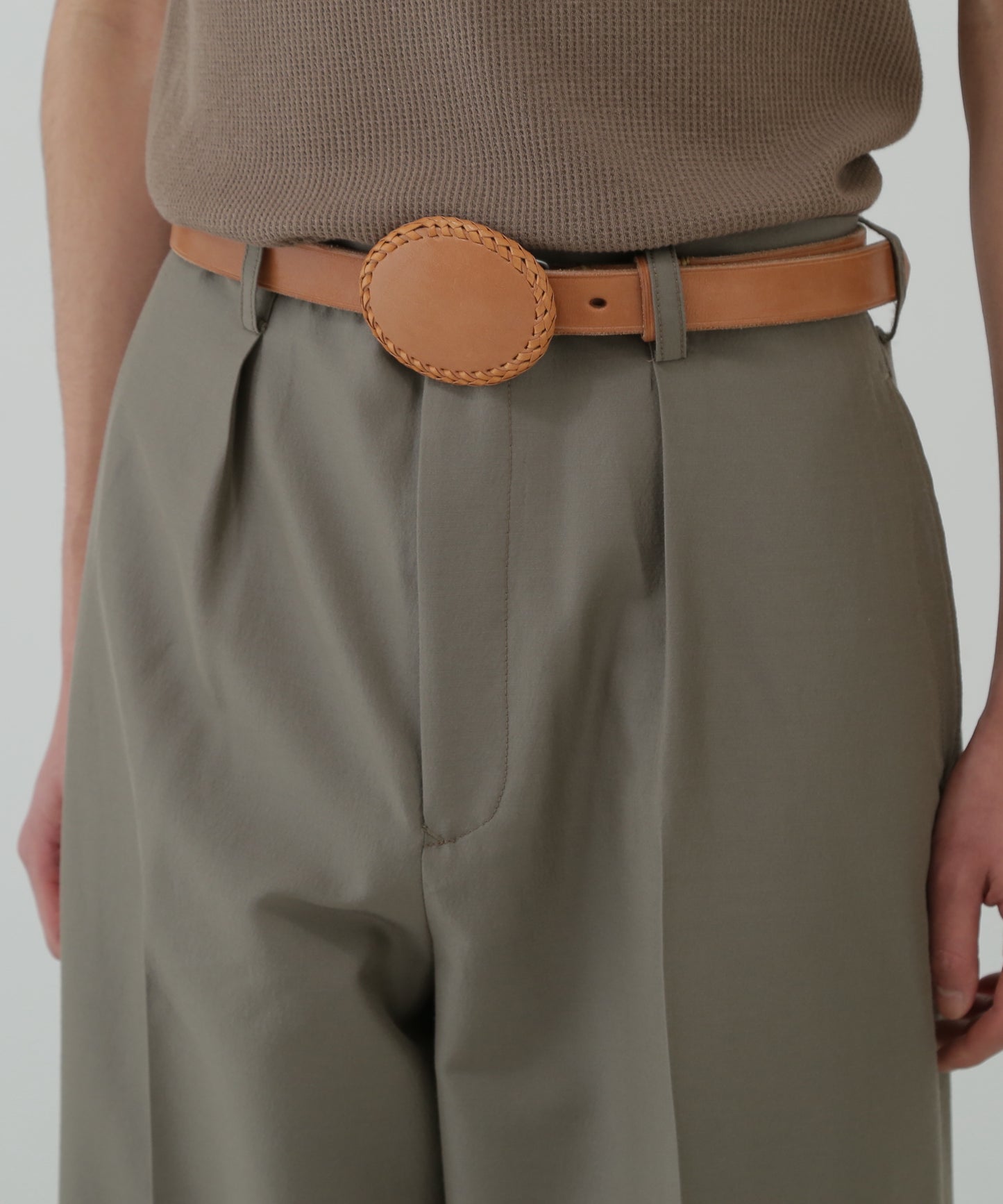 【SEVEN BY SEVEN / Rooster King & Co.,】 LEATHER BRAIDED OBAL BUCKLE BELT
