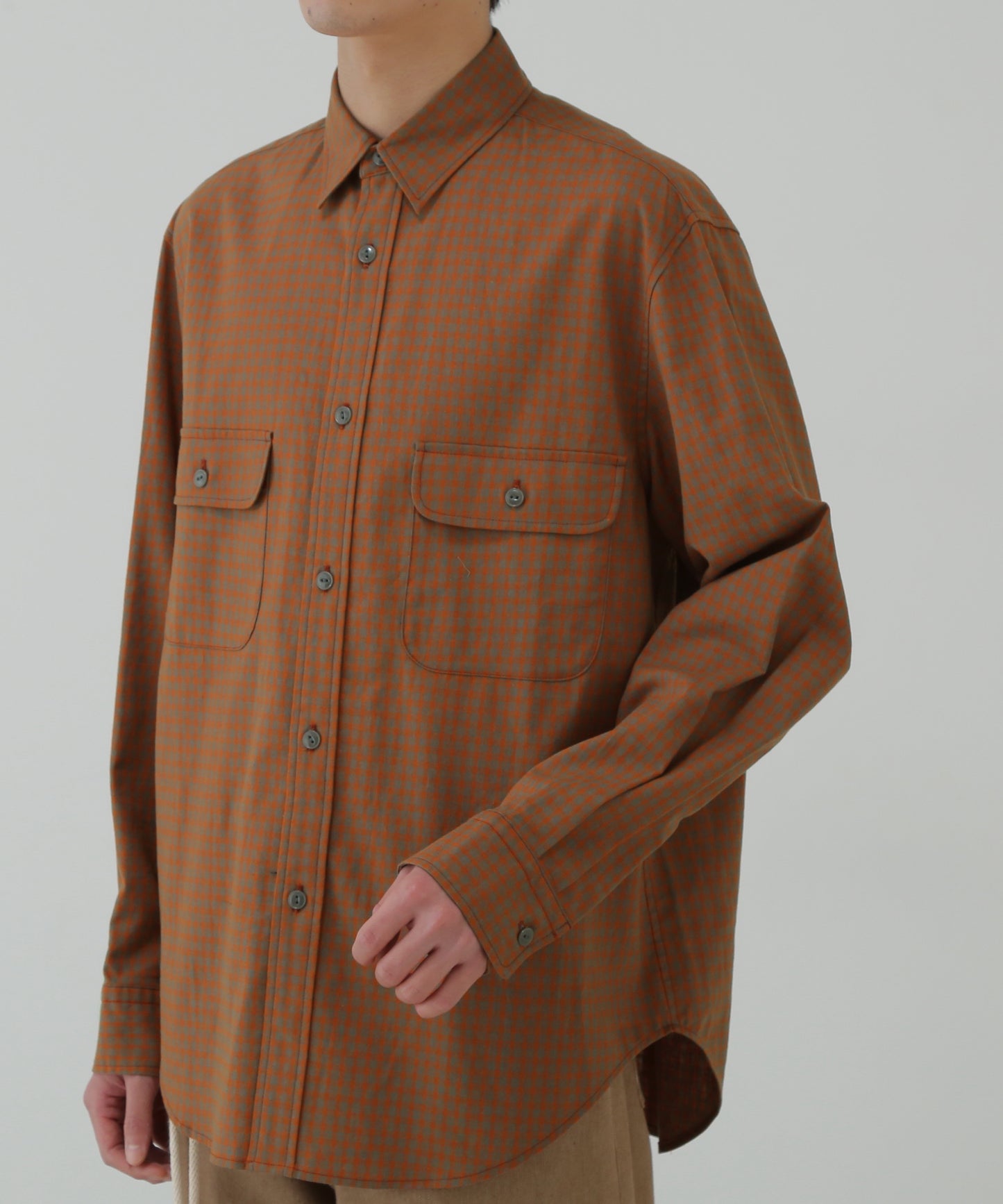 WORK SHIRTS L/S - Cotton / Linen Gingham check -