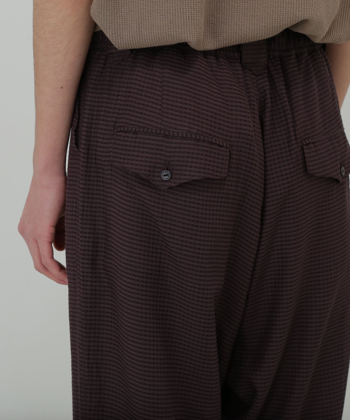 SHEER WESTERN EASY TROUSERS - Gingham check Indian fabric -