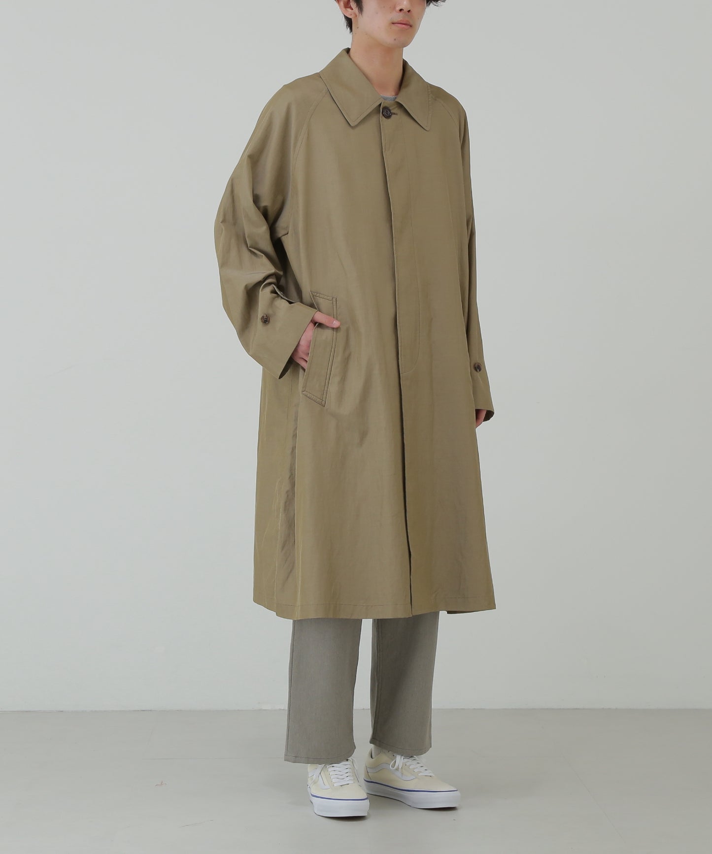DOUBLE FACE BAL COLLAR COAT - Silk / Cotton -
