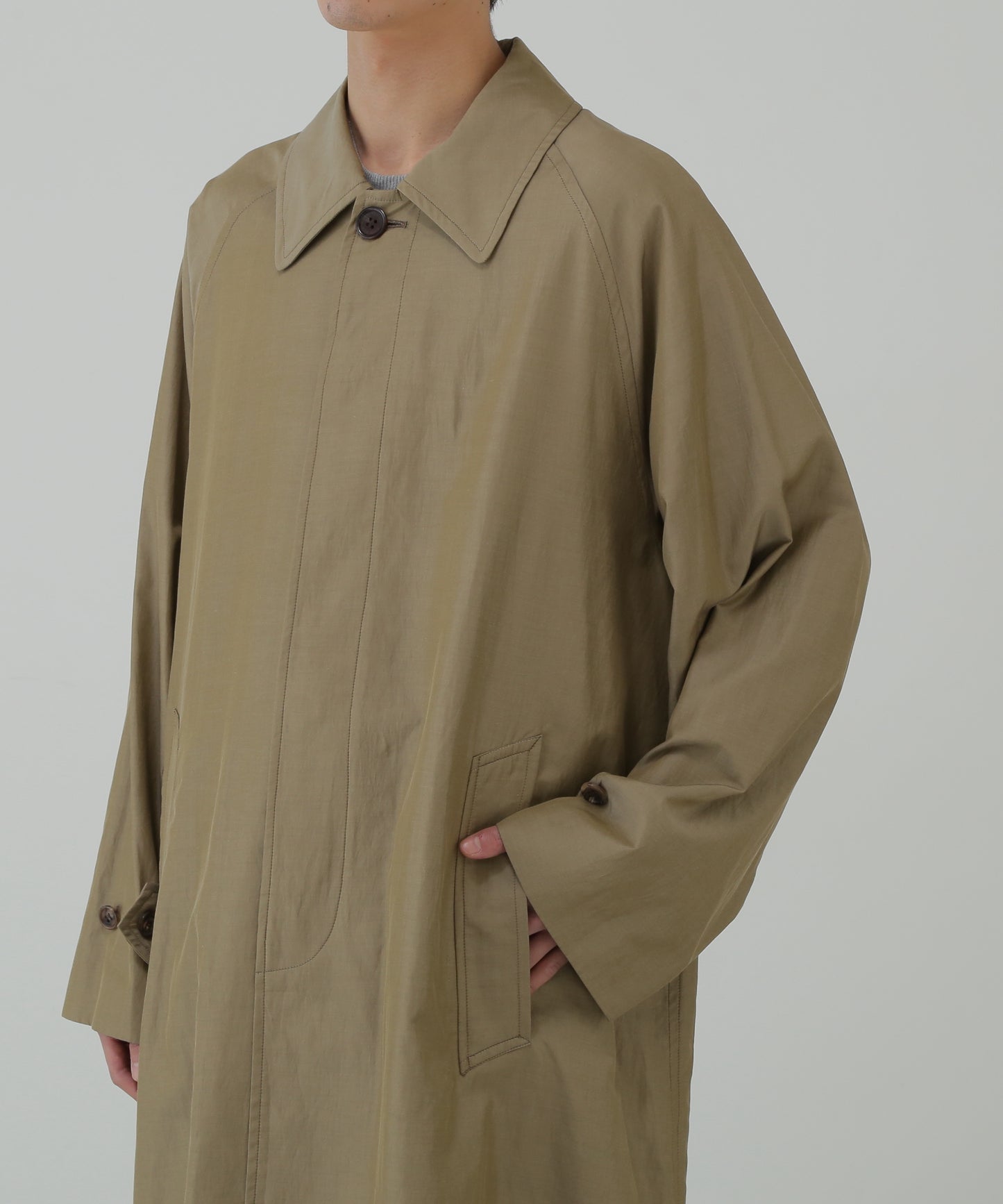 DOUBLE FACE BAL COLLAR COAT - Silk / Cotton -
