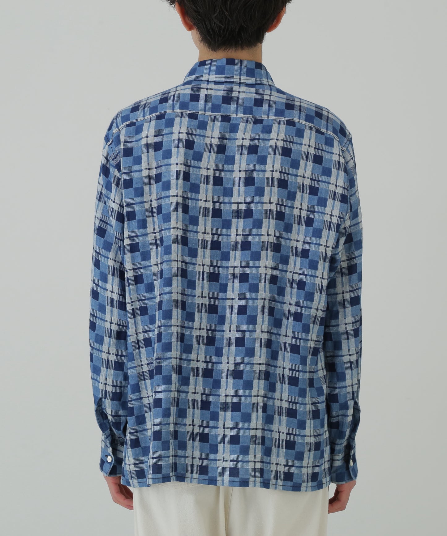 LINEN CHECK SHIRTS  L/S - Discharge printing -