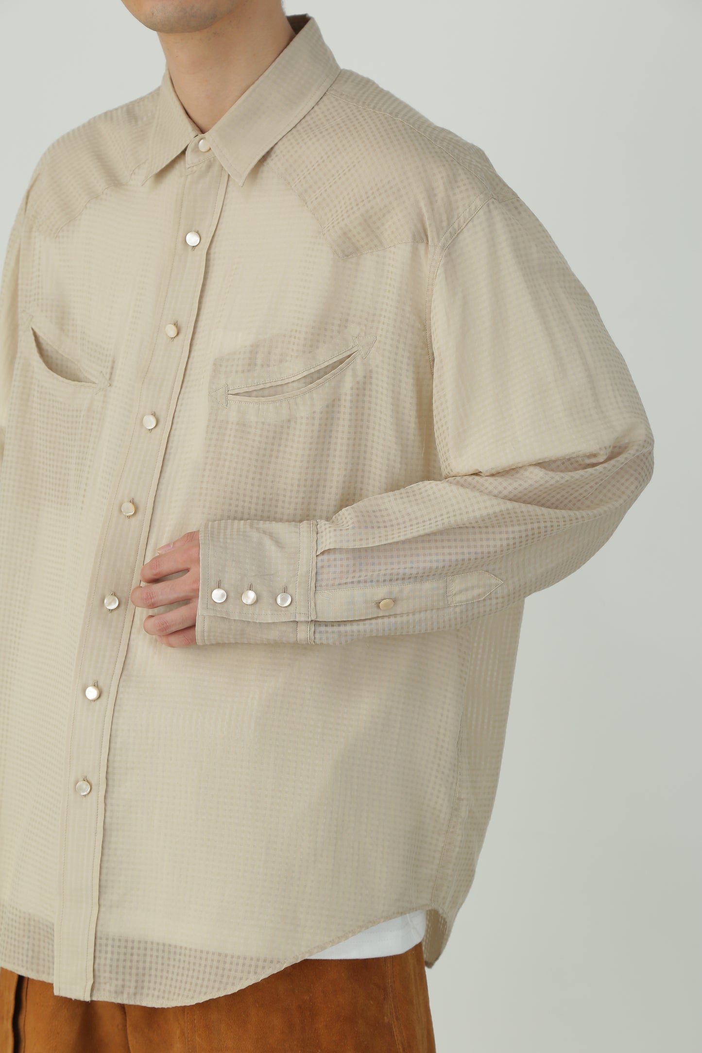 SHEER WESTERN SHIRTS - Gingham check indian khadi -
