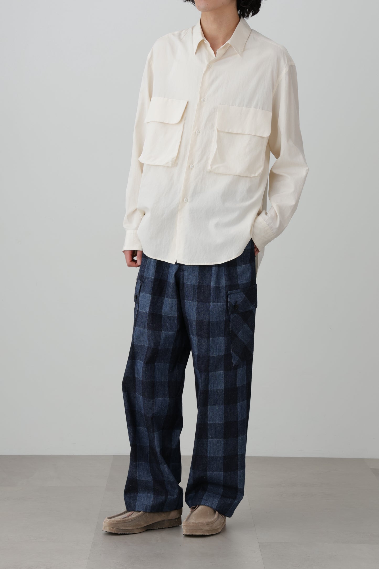 BUFFALO CHECK CARGO PANTS - Discharge printing -