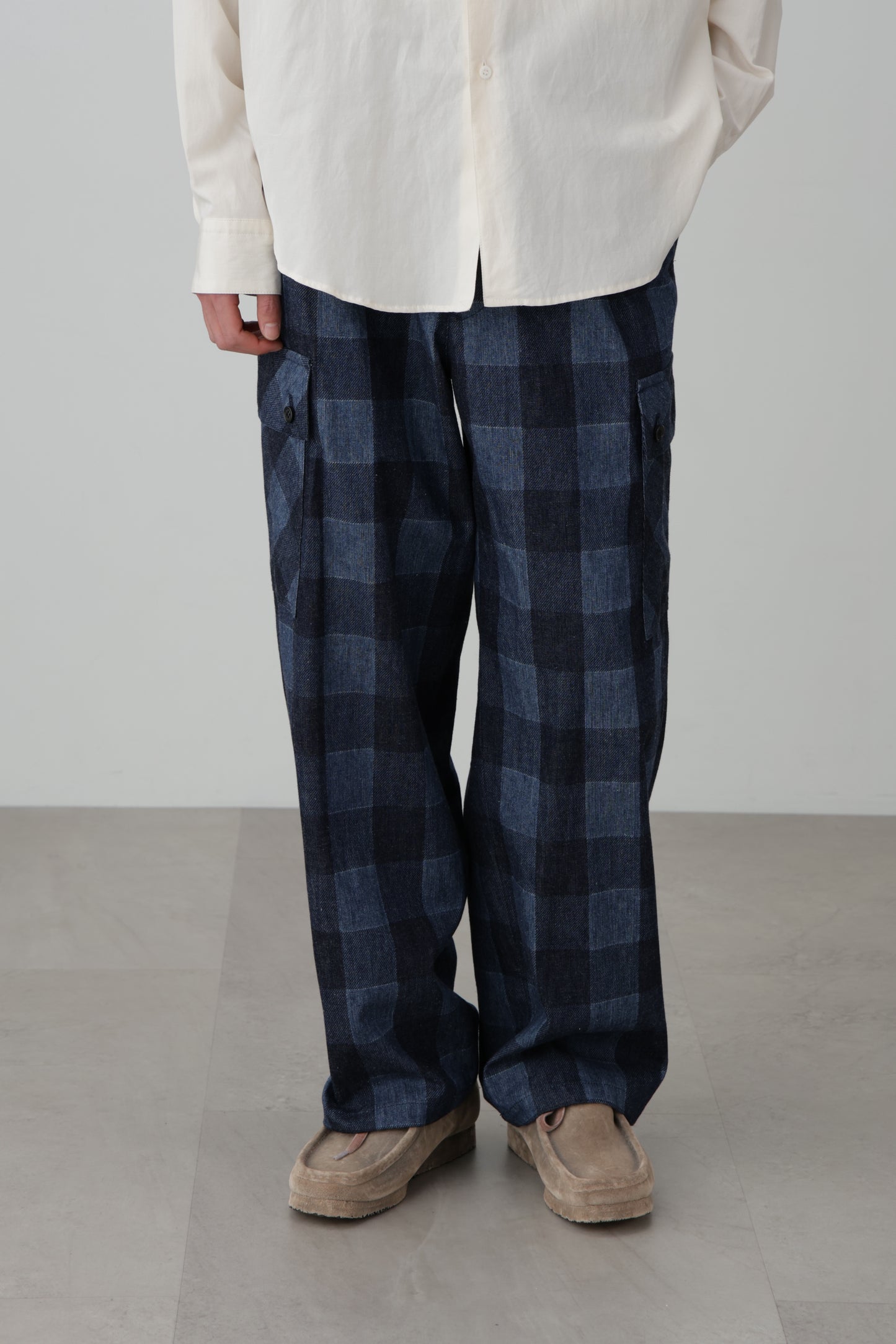 BUFFALO CHECK CARGO PANTS - Discharge printing -