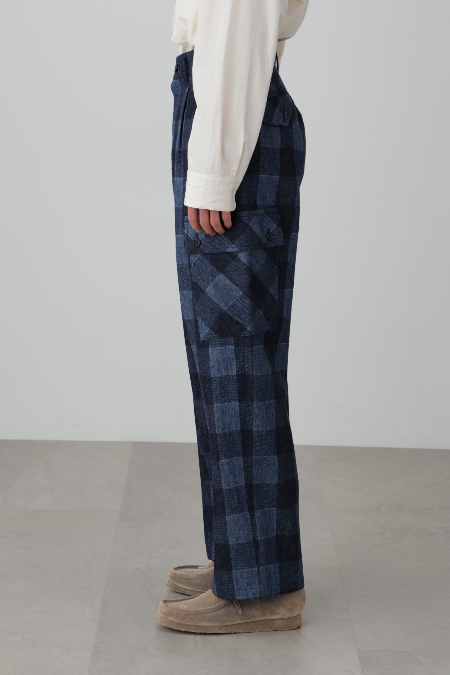 BUFFALO CHECK CARGO PANTS - Discharge printing -