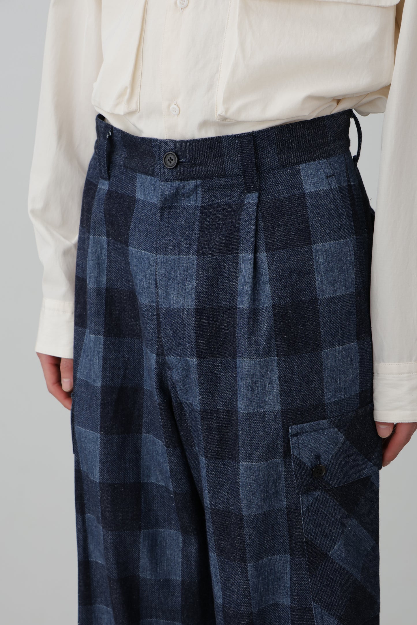 BUFFALO CHECK CARGO PANTS - Discharge printing -