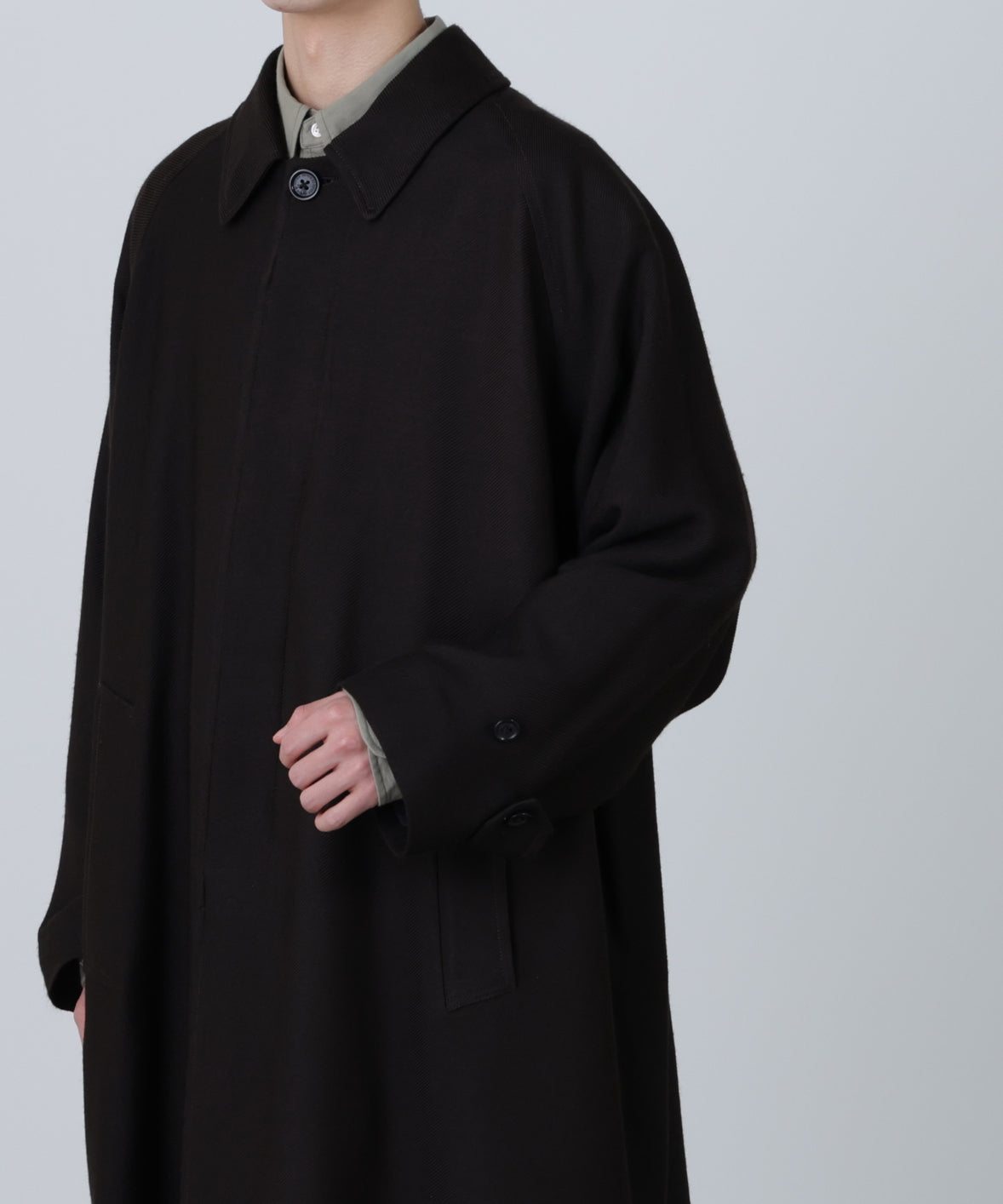 BAL COLLAR COAT ‐Silk Wool loose twill‐